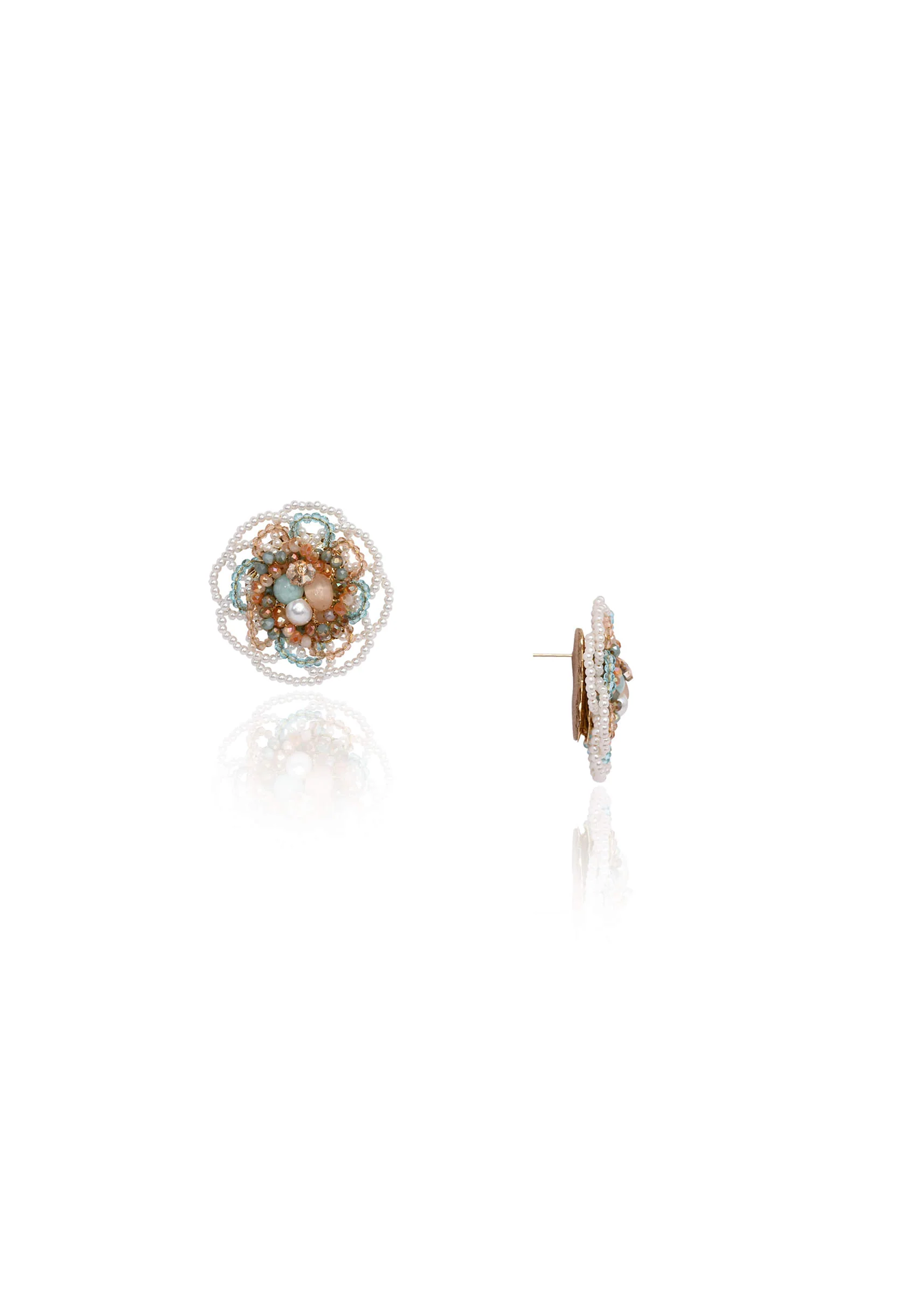 Floral Haldi Mehendi Colourful Stone Crystal Earrings - Image 3