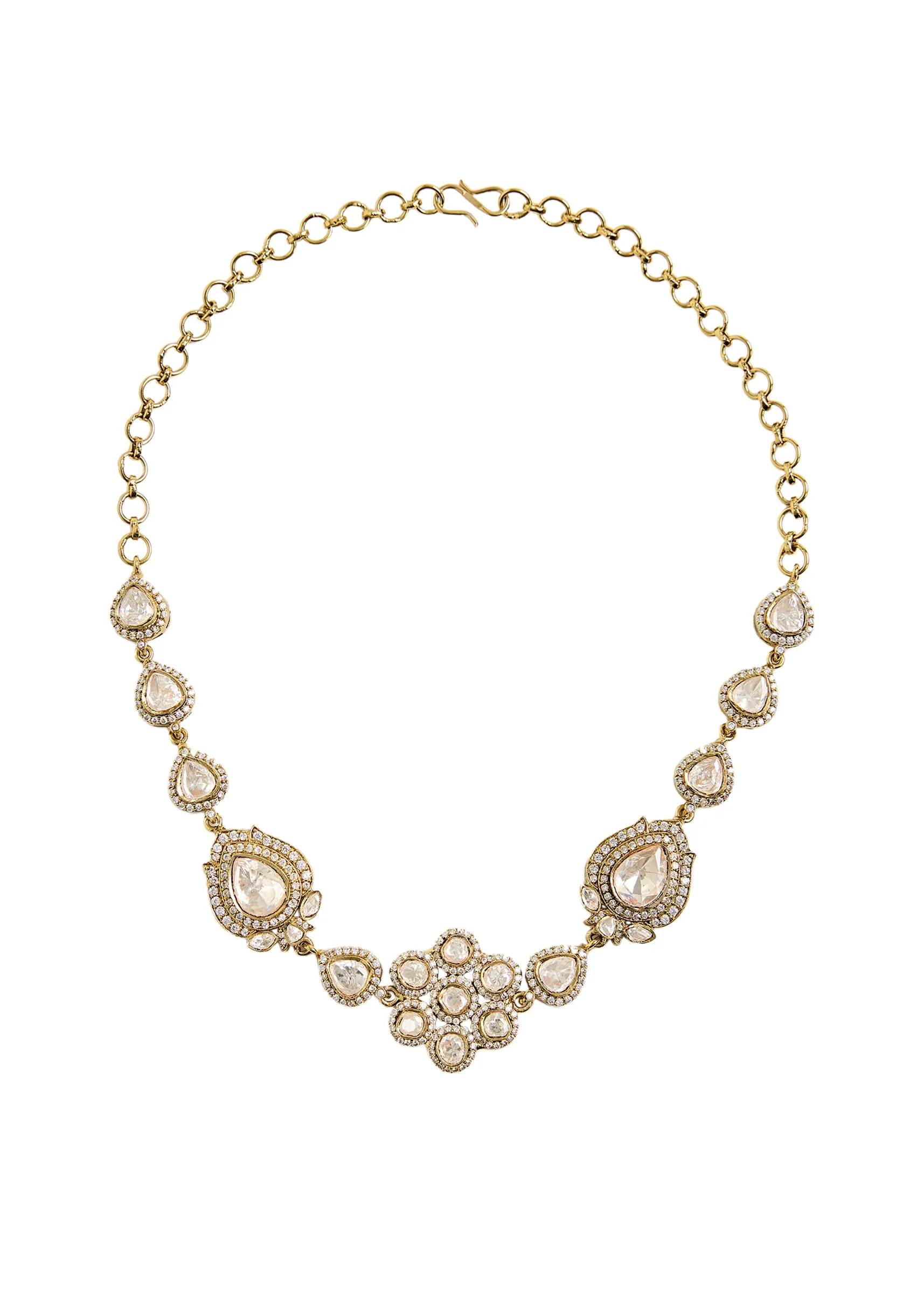 Floral Kundan Choker Necklace Set - Image 3