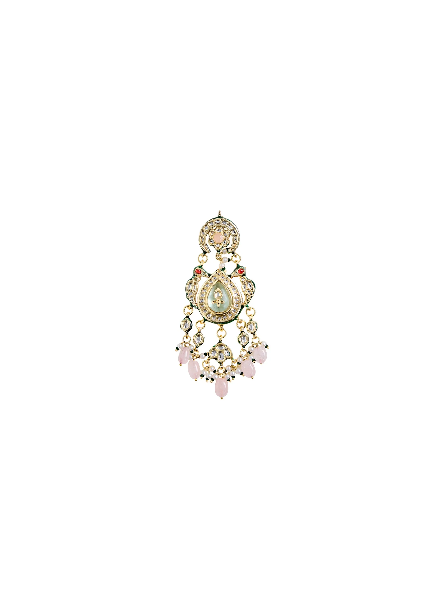 Floral Kundan Pearl Drop Earrings - Image 3