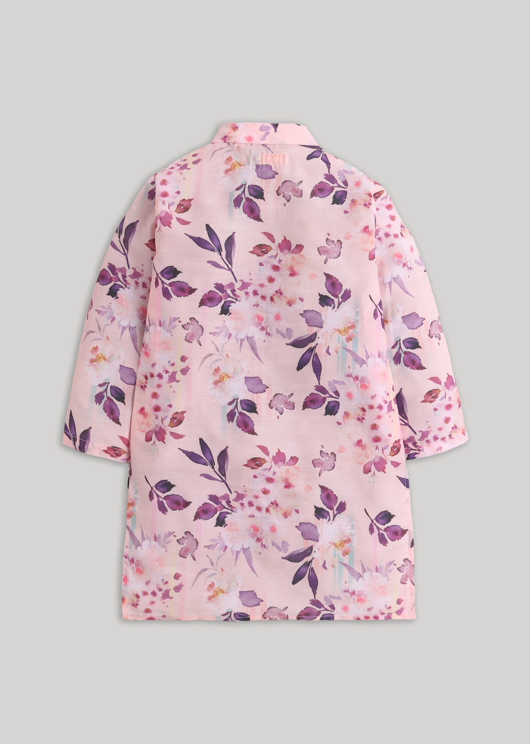 Floral Kurta Set In Pink And Purple Tones - Image 3