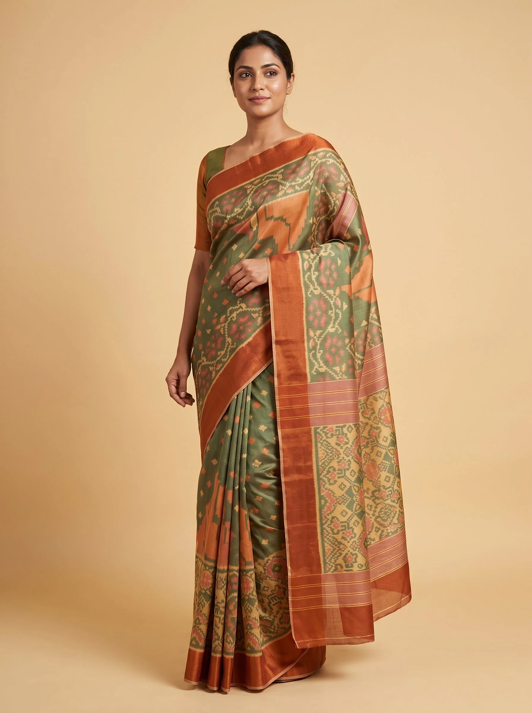 Forest Green Flow Saree