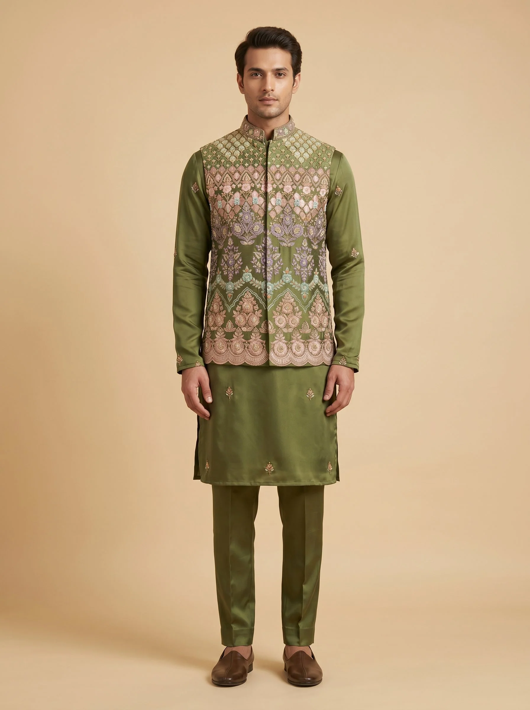 Forest Green Jacket Kurta Set