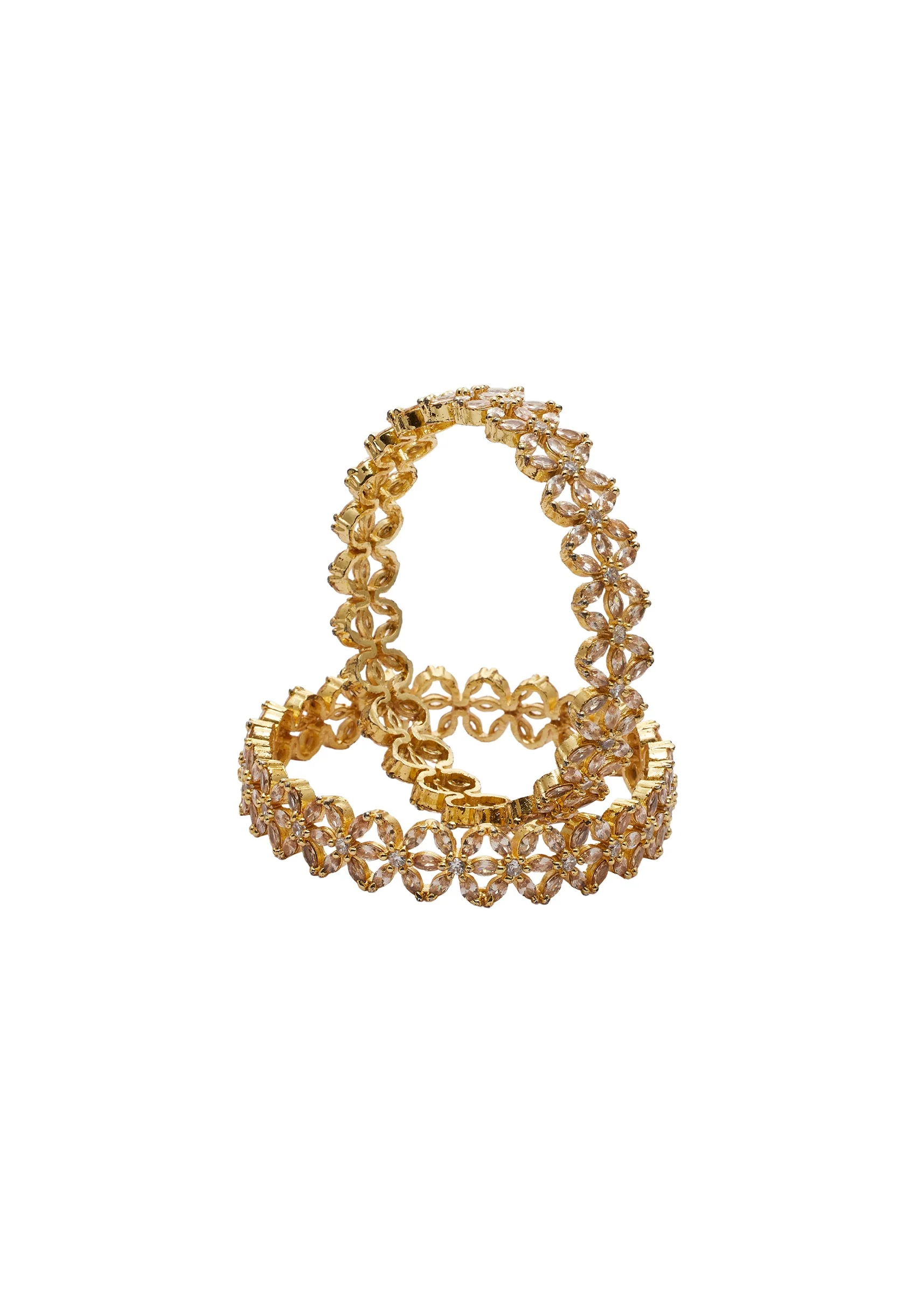 Four Petal Floral CZ Kada Set