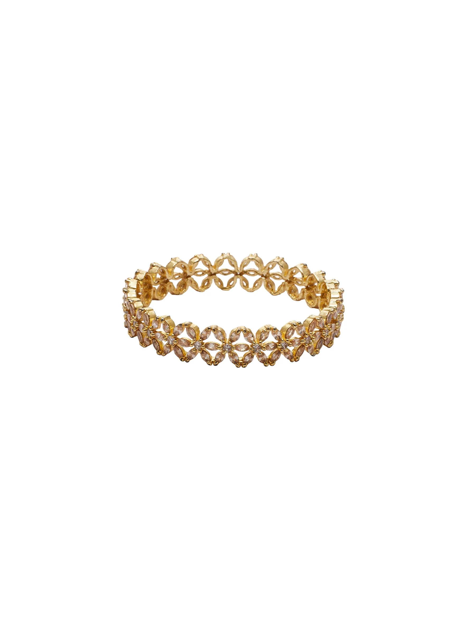 Four Petal Floral CZ Kada Set - Image 2