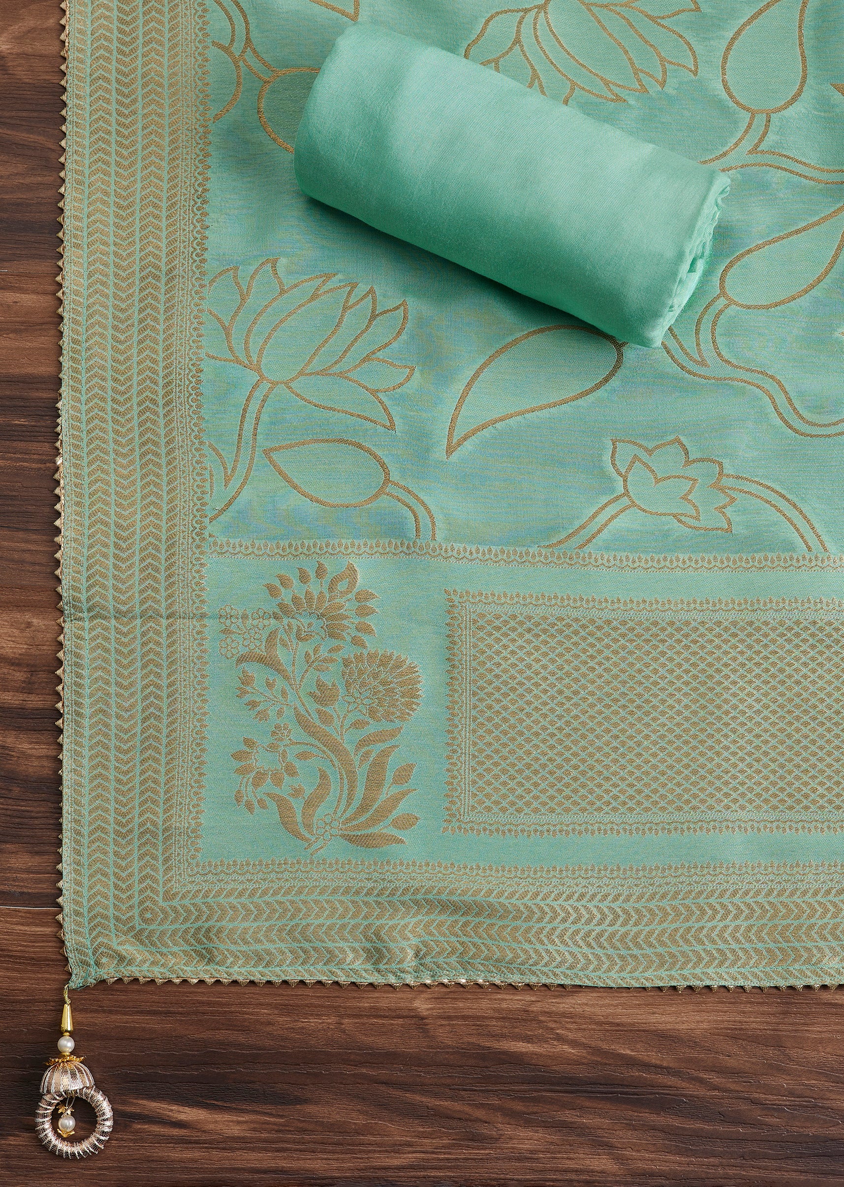 Fresh Aqua Blue Embroidered Suit - Image 3