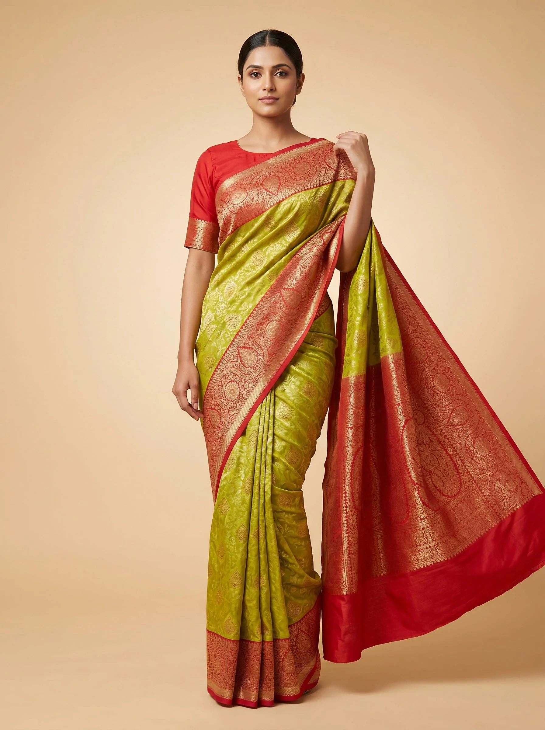 Fresh Parrot Green Handloom Saree
