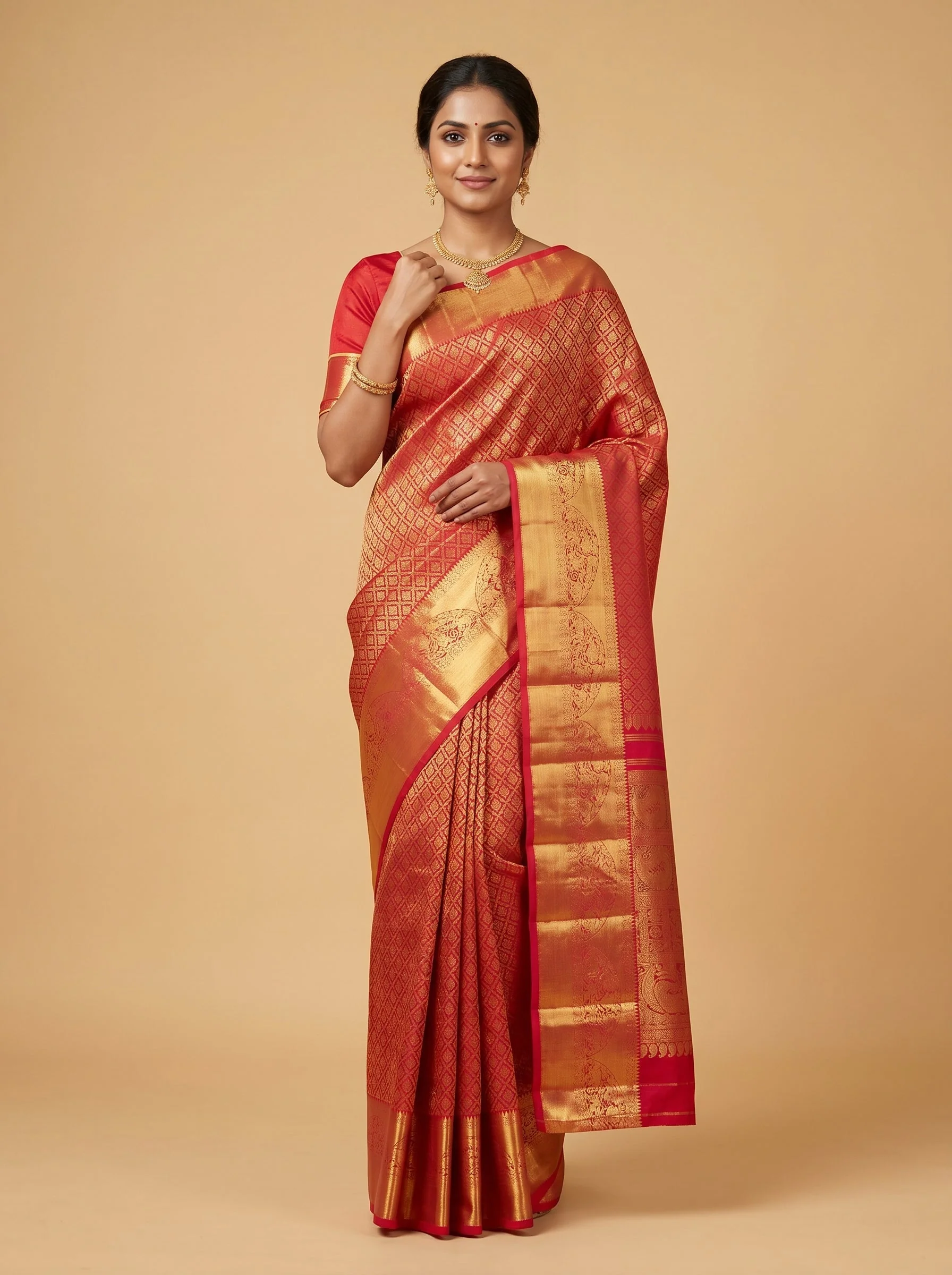 Fresh Red Radiance Saree