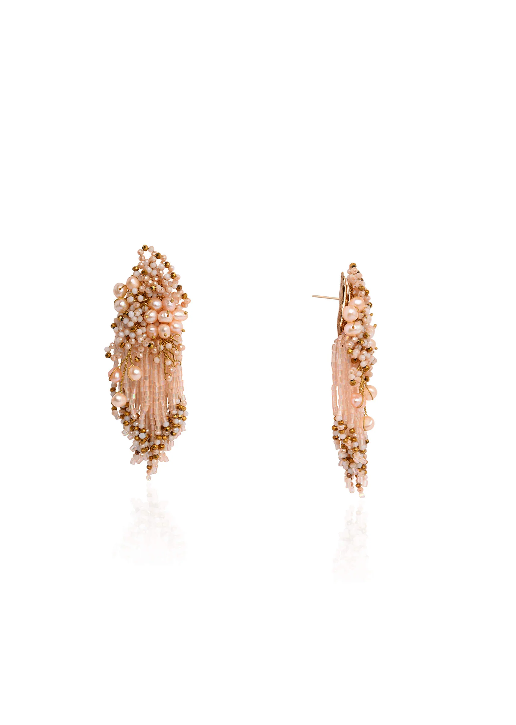 Fresh Water Pearl Floral Long Earrings - Image 4