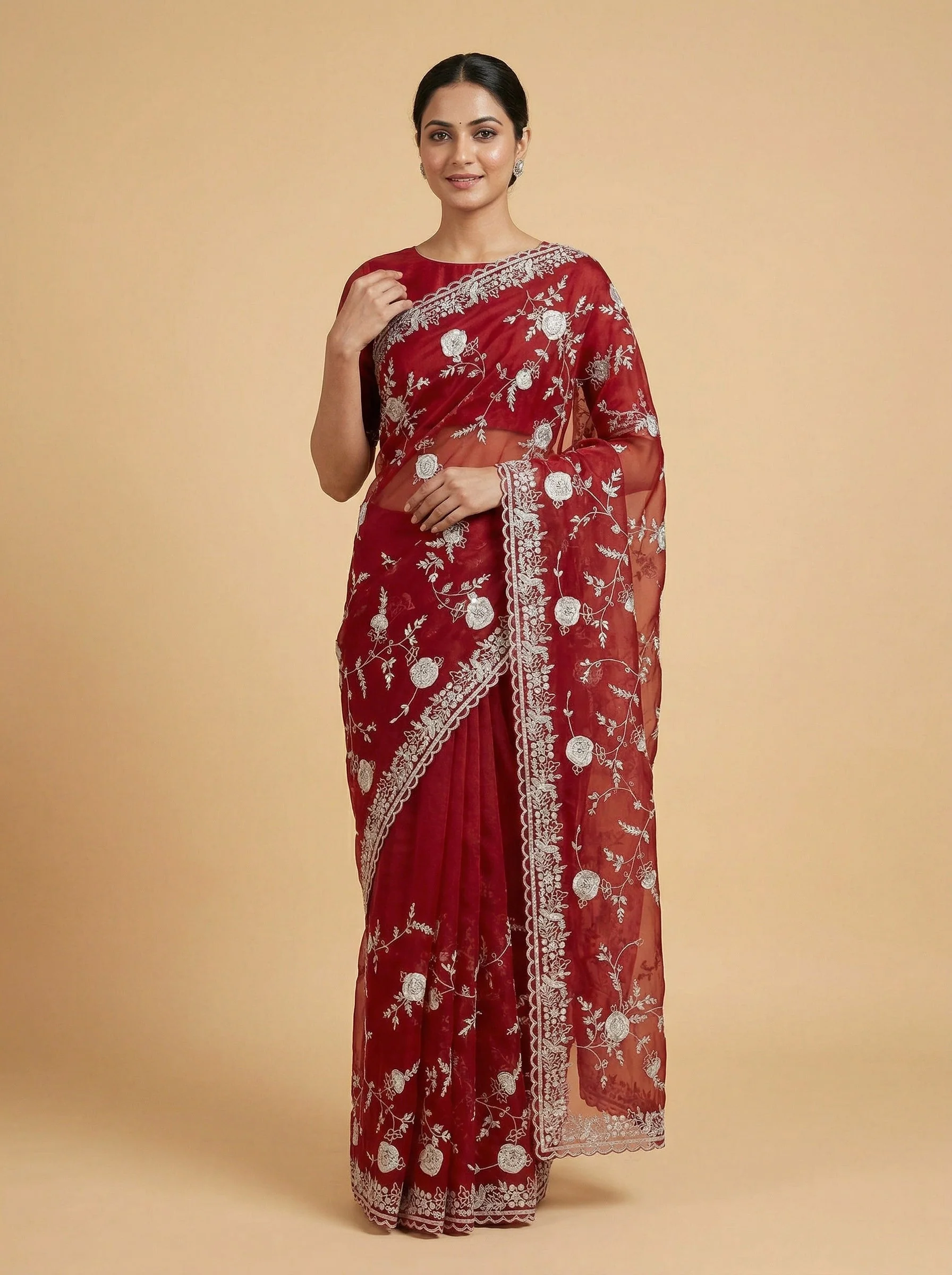 Garnet Red Timeless Saree