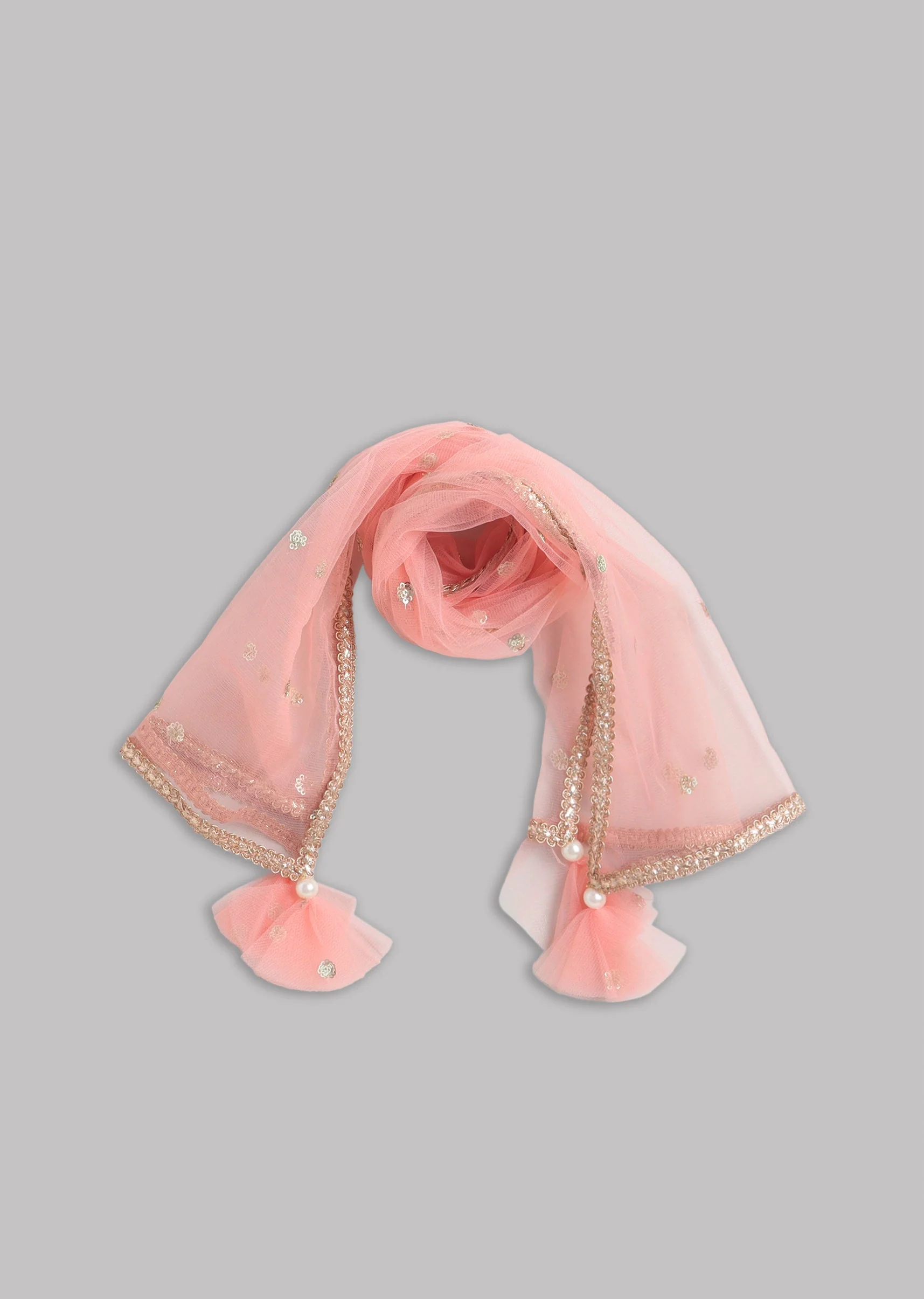 Girls Baby Pink Salwar Kameez With Dupatta - Image 7