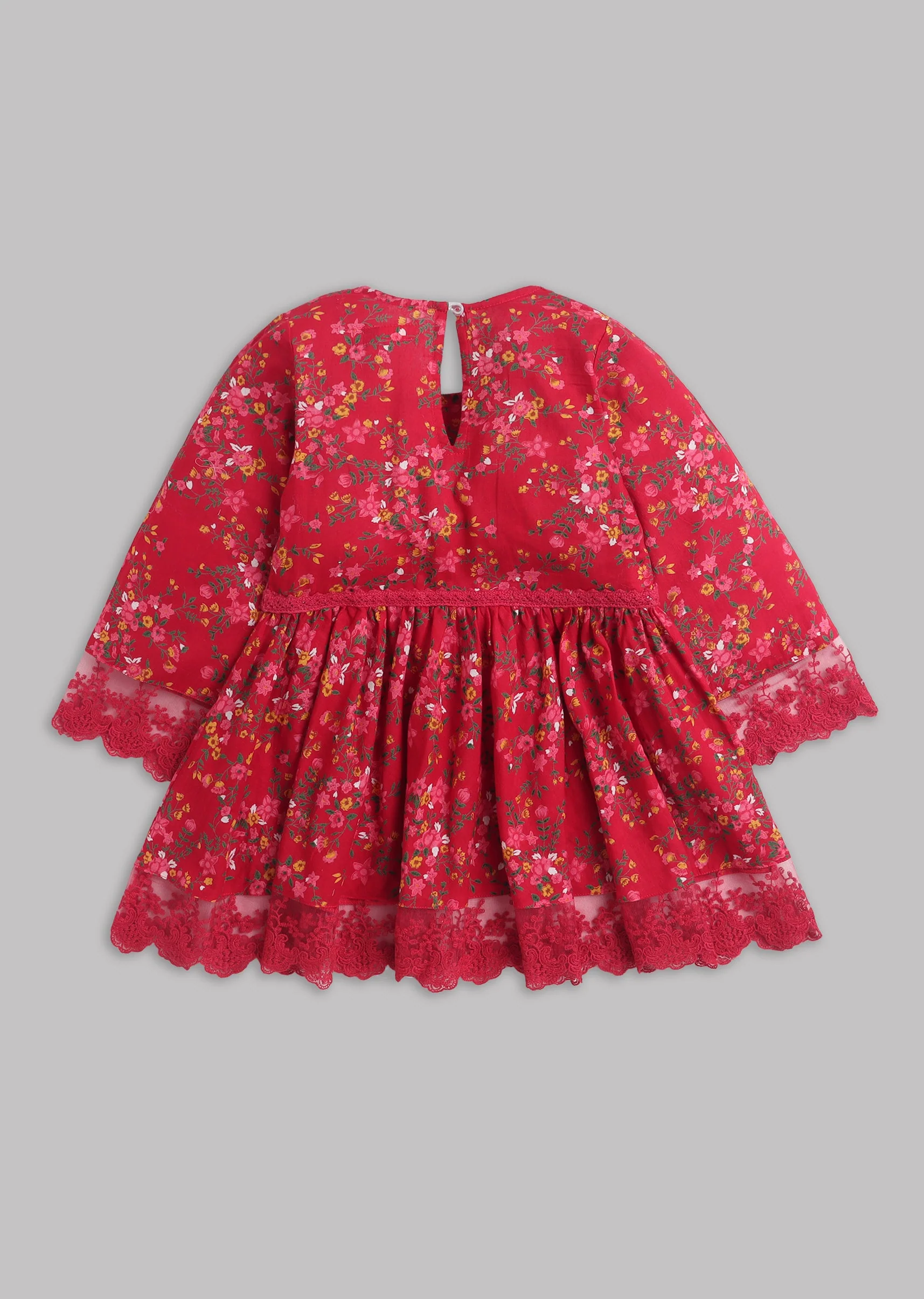 Girls Red And Yellow Salwar Kameez With Dupatta - Image 3