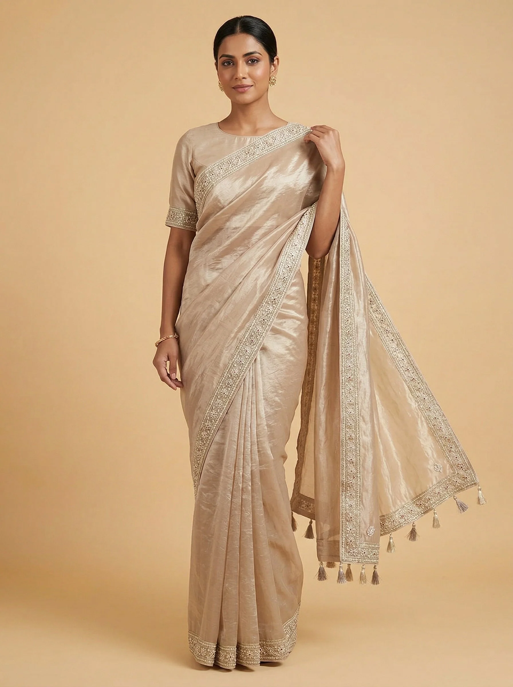 Glam Gold Embroidered Saree
