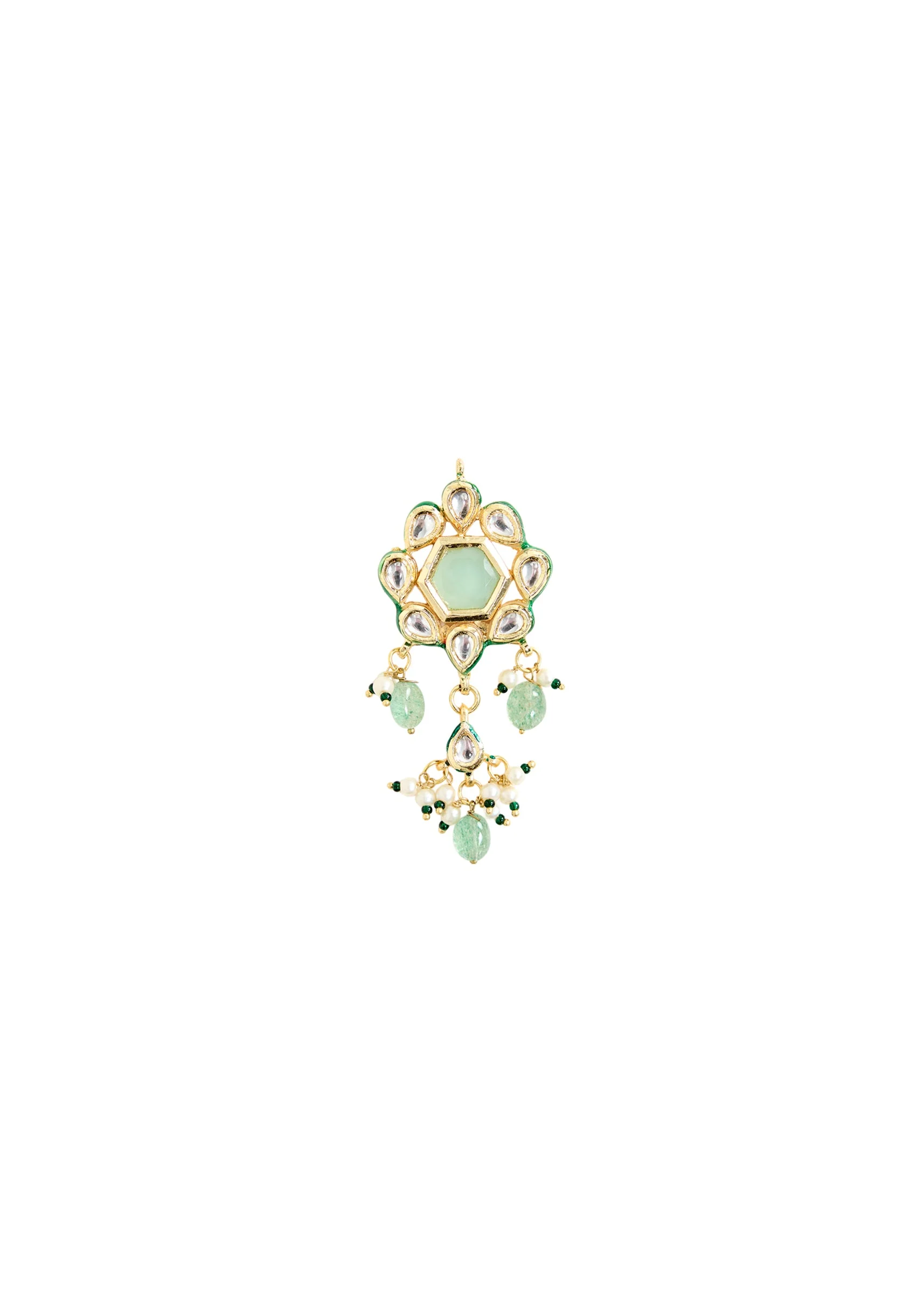 Gold And Green Beaded Choker Necklace Set - Image 5