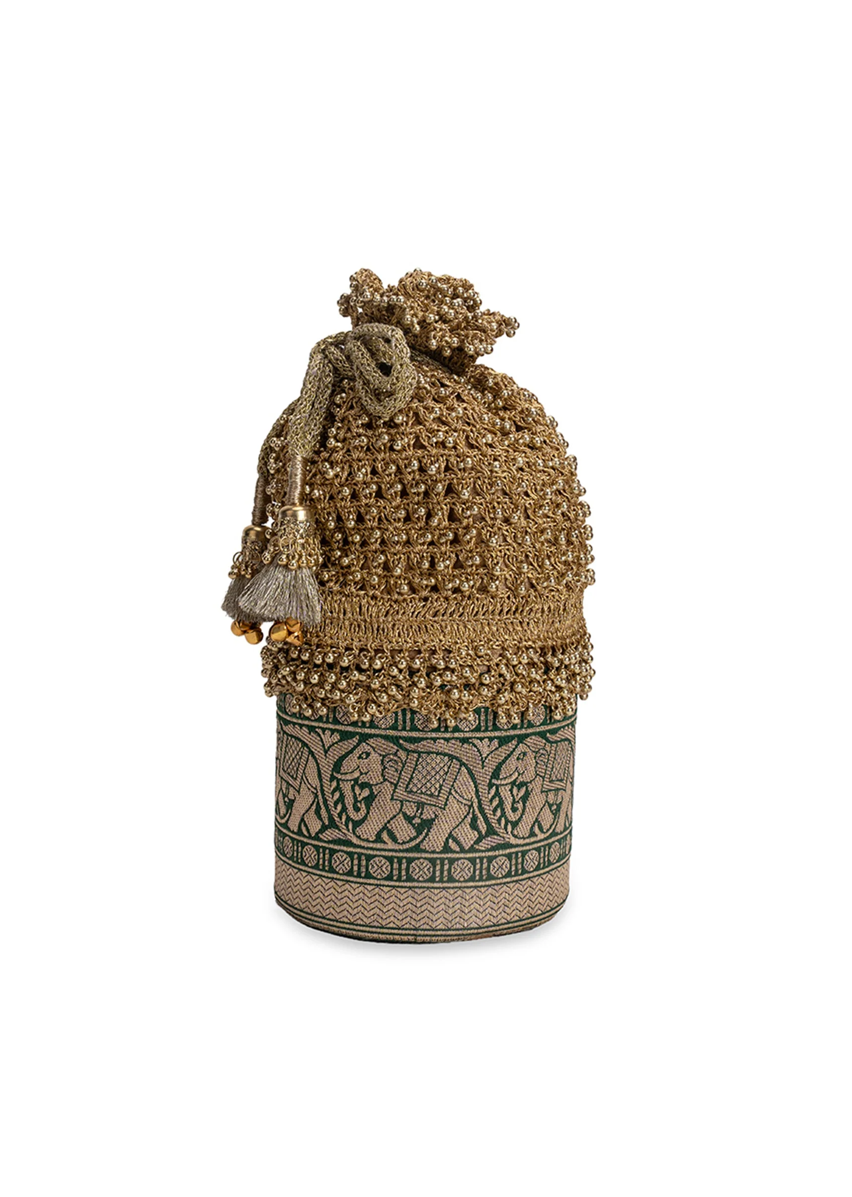Gold And Green Lace Potli Bag - Image 6