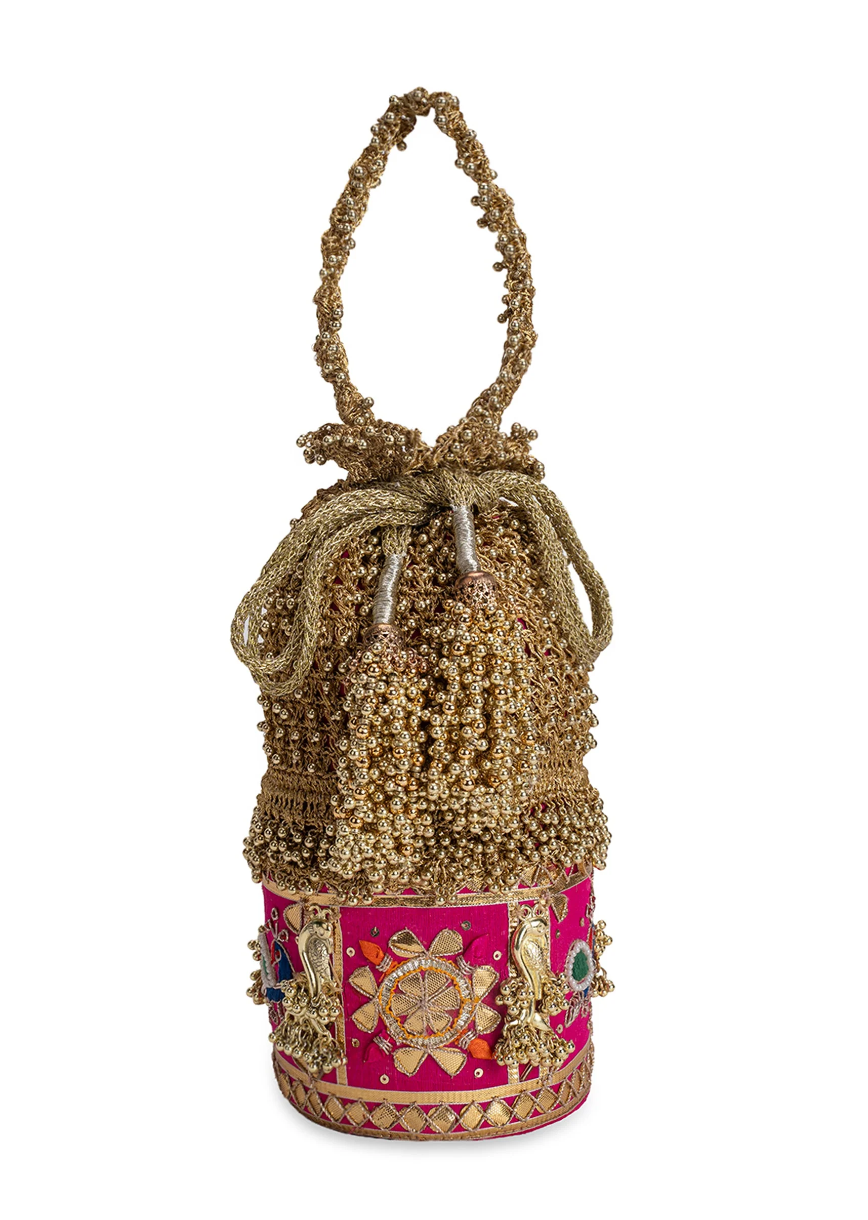 Gold And Pink Lace Potli - Image 2