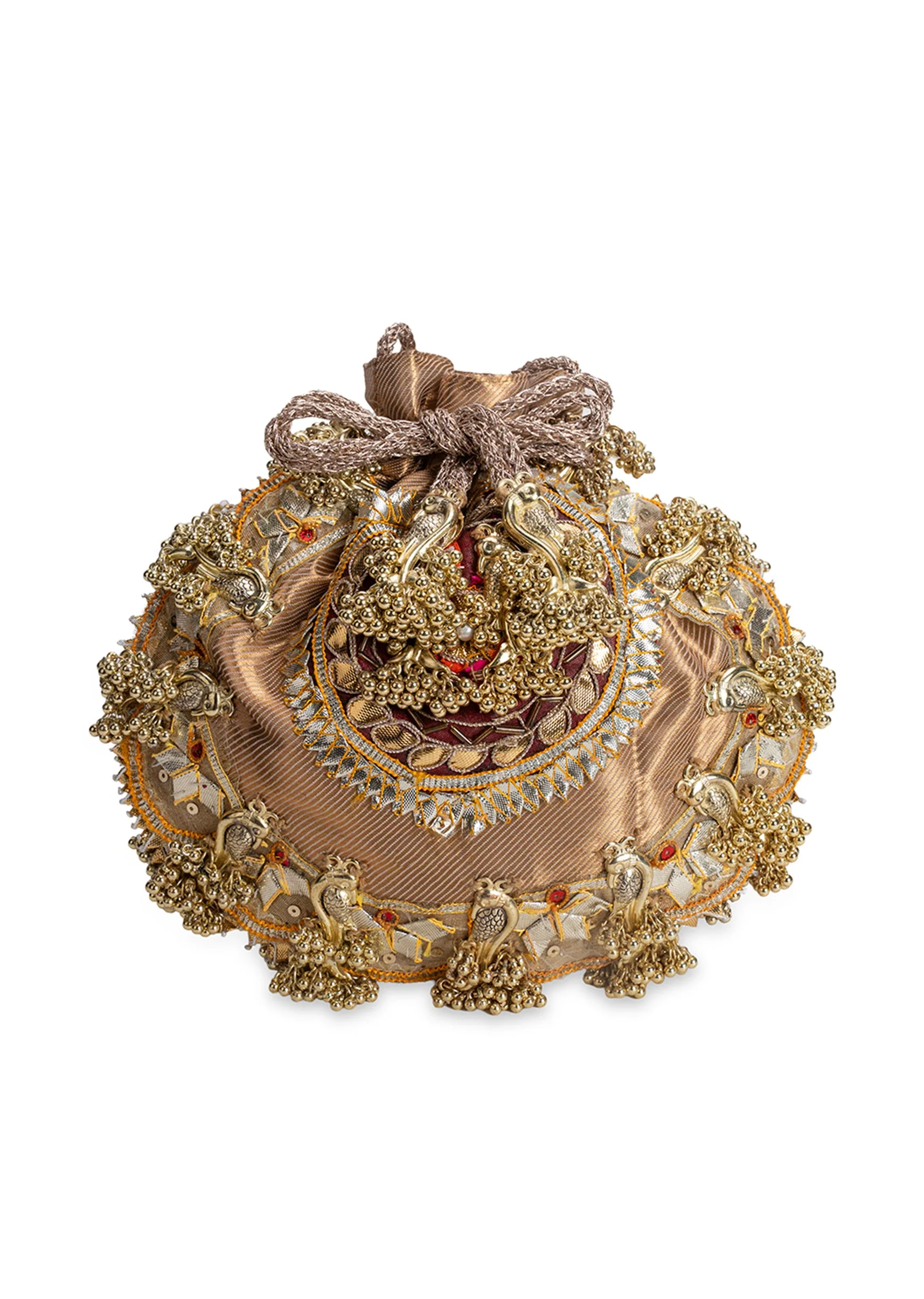 Gold Brocade Embellished Potli - Image 4