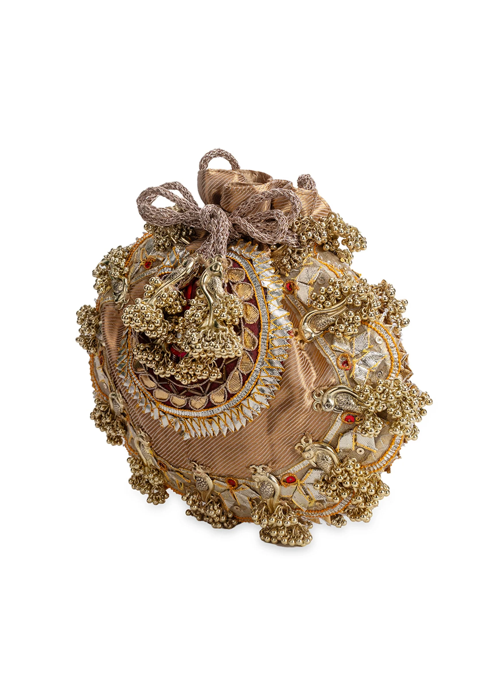 Gold Brocade Embellished Potli - Image 5