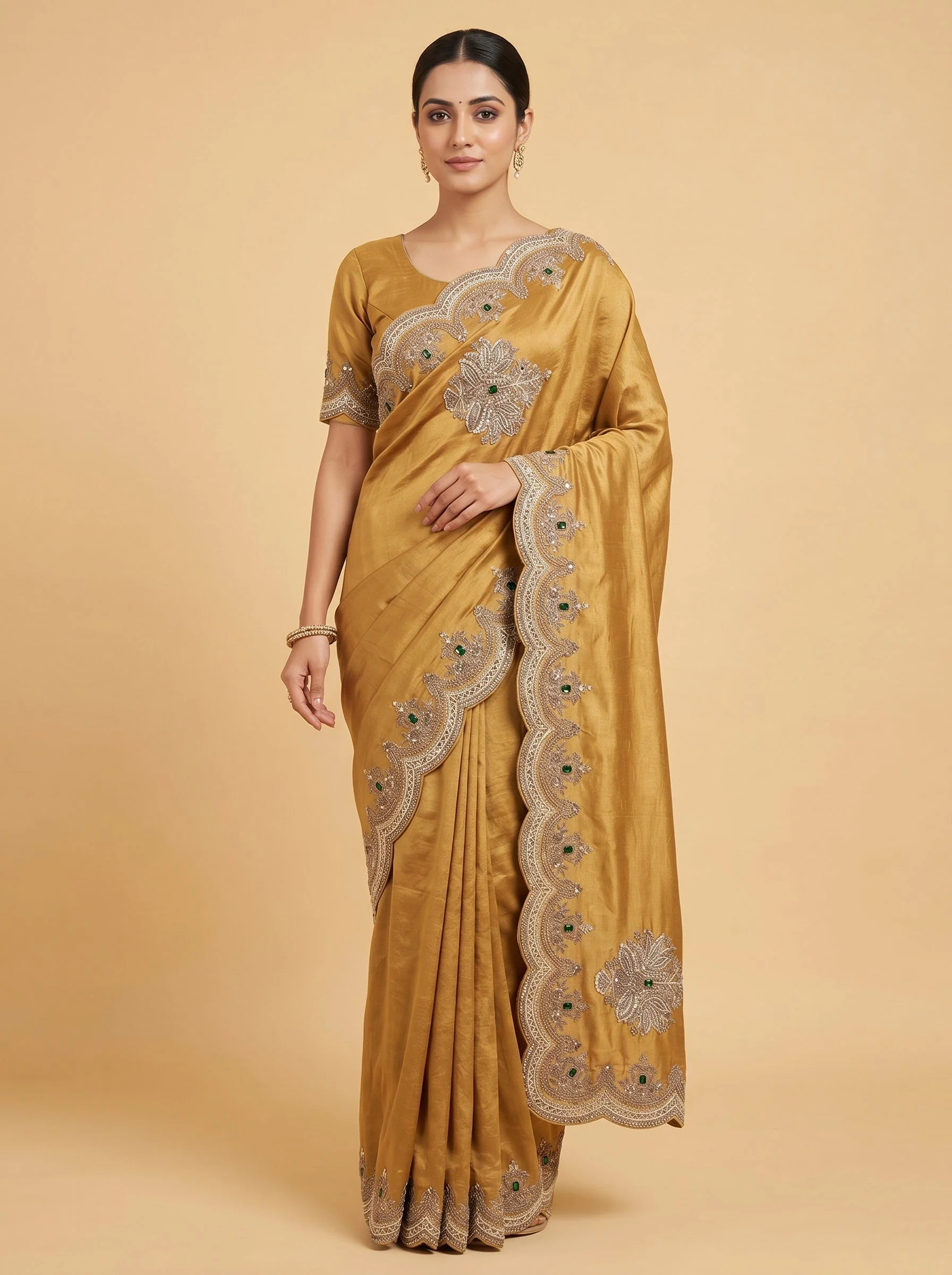 Gold Classic Detail Embroidered Saree