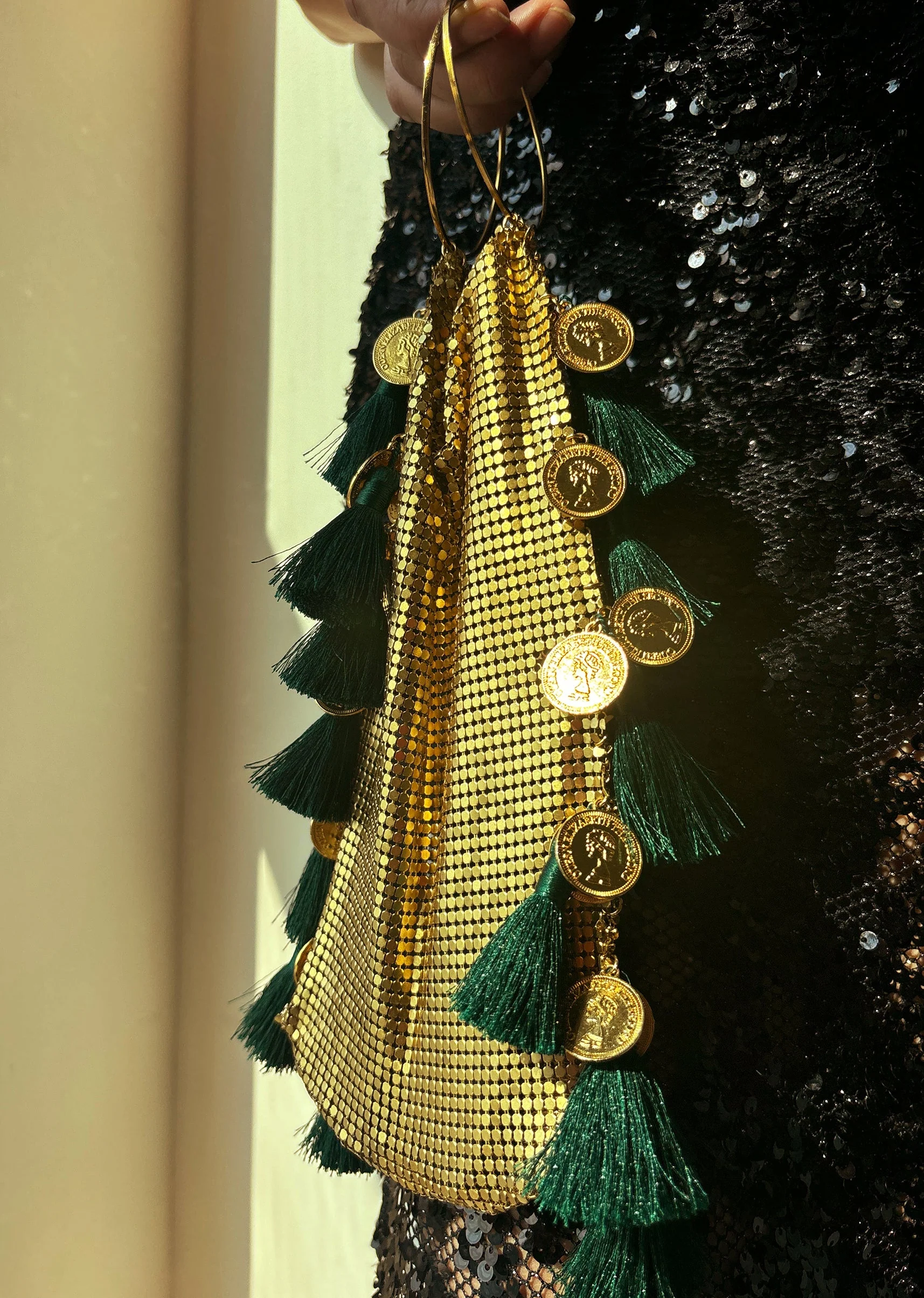 Gold Coin Tassel Jhola Bag - Image 3
