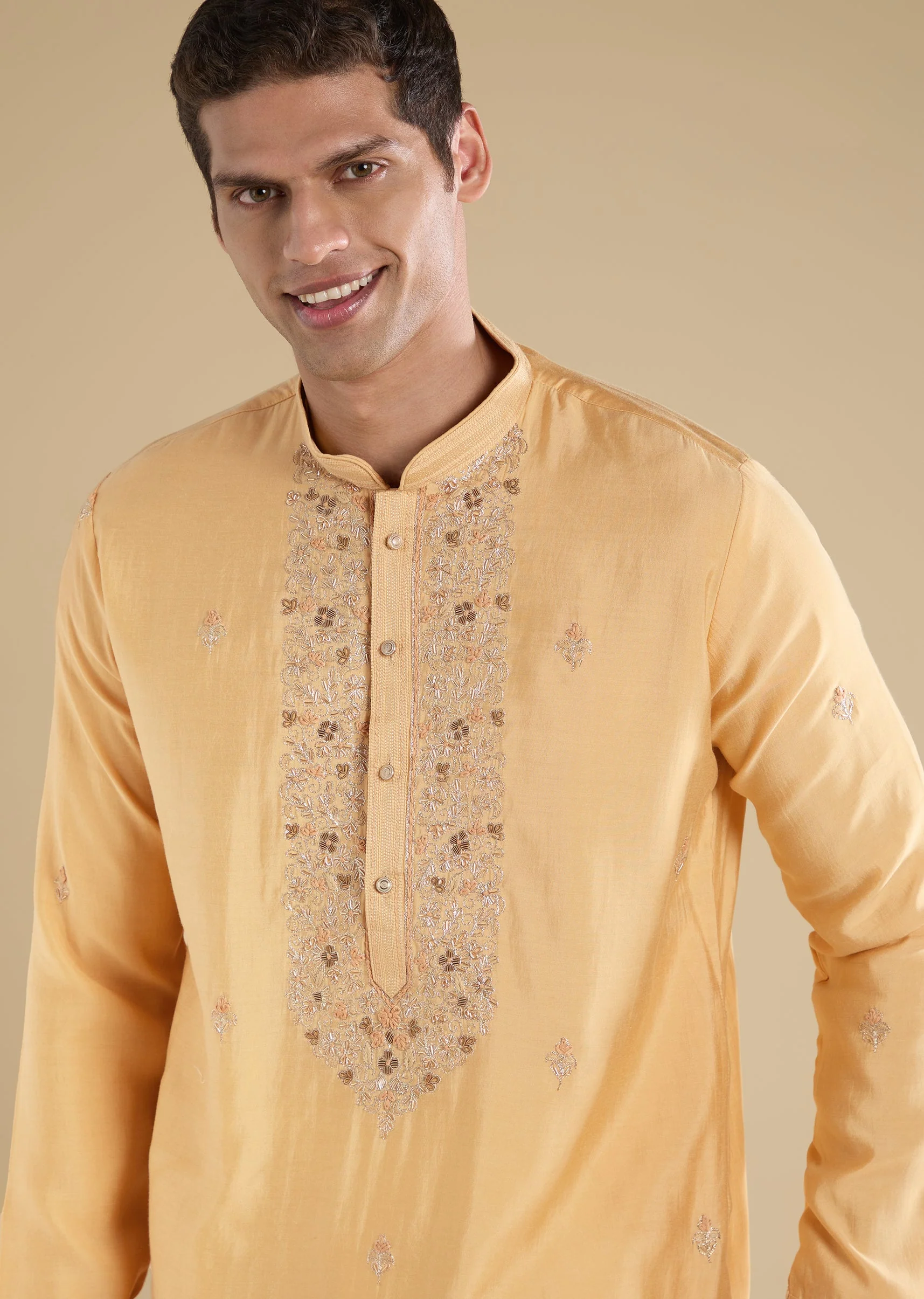 Gold Embellished Kurta Set With Pants
