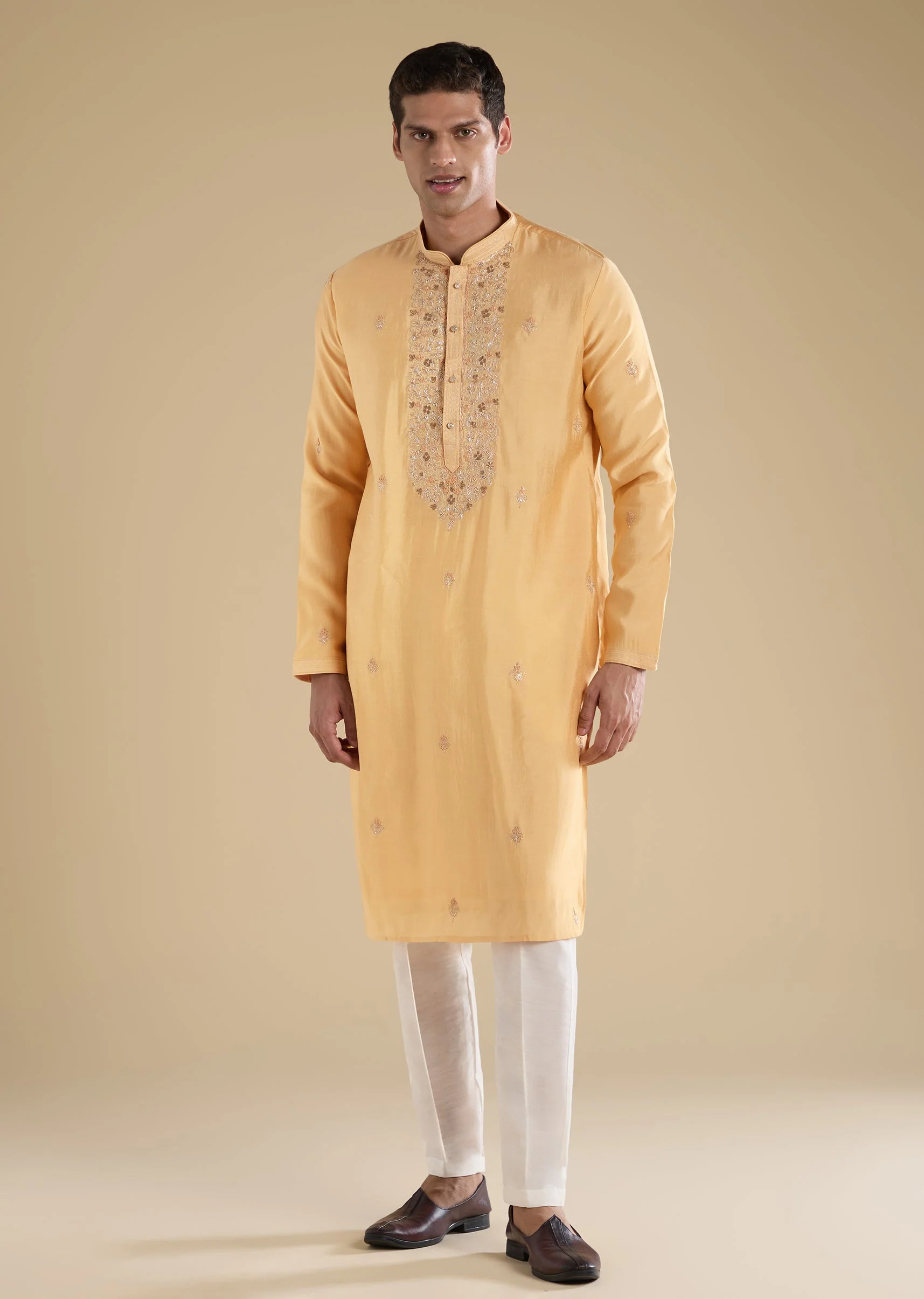 Gold Embellished Kurta Set With Pants - Image 4