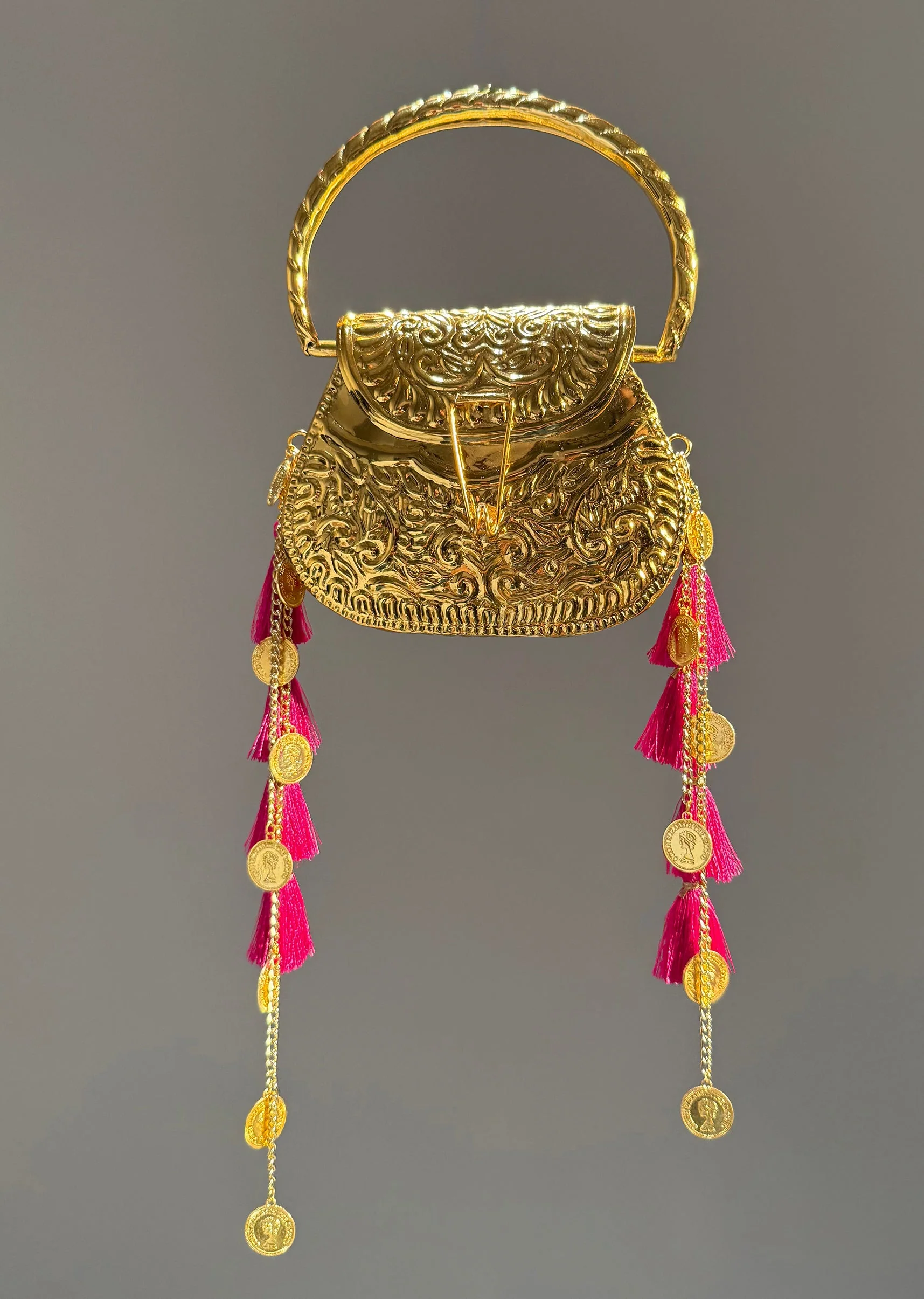 Gold Embossed Potli Handle Bag - Image 2