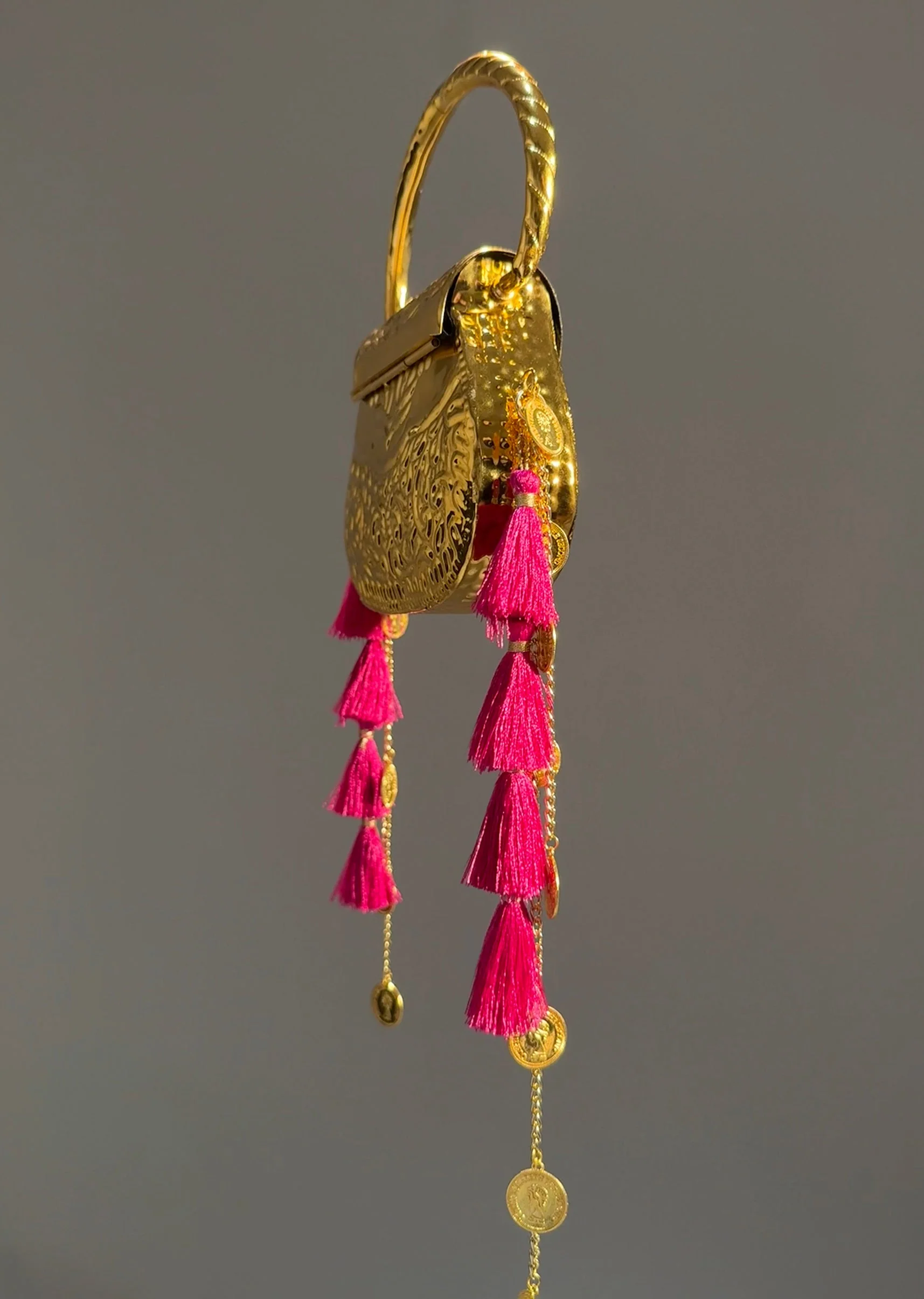 Gold Embossed Potli Handle Bag - Image 3