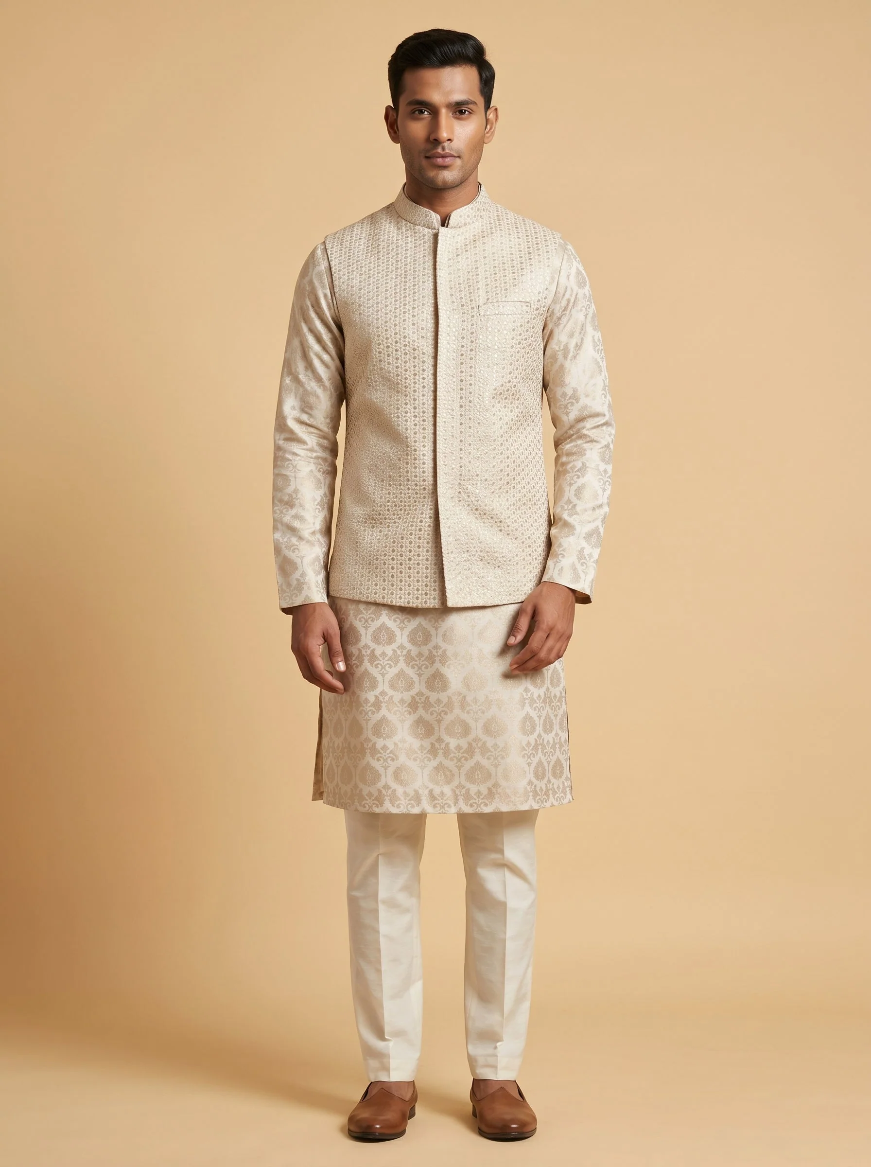 Gold Embroidered Indo-Western Set