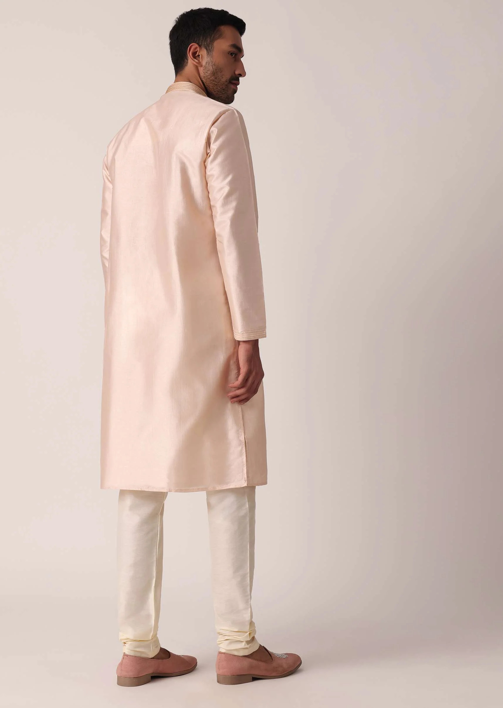 Gold Embroidered Kurta Set For Men - Image 6