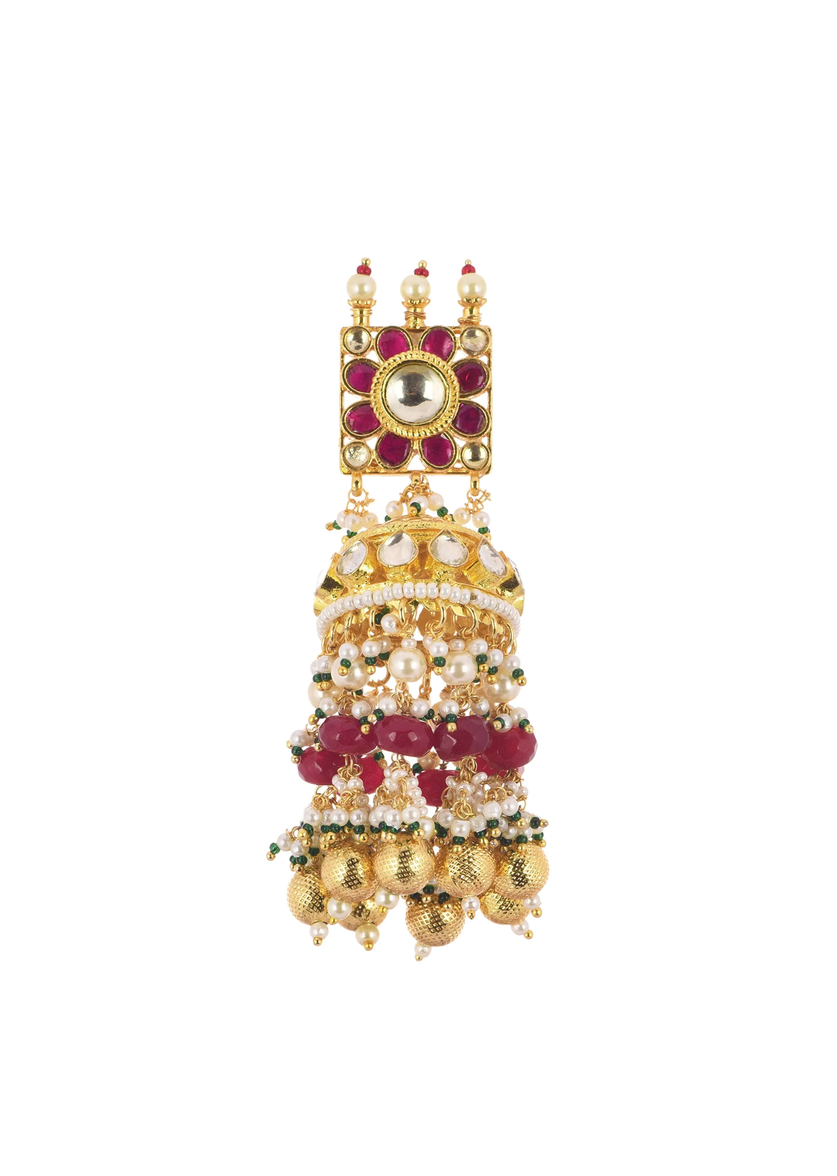 Gold Finish Choker Set With Red Meenakari In Mix Metal - Image 5