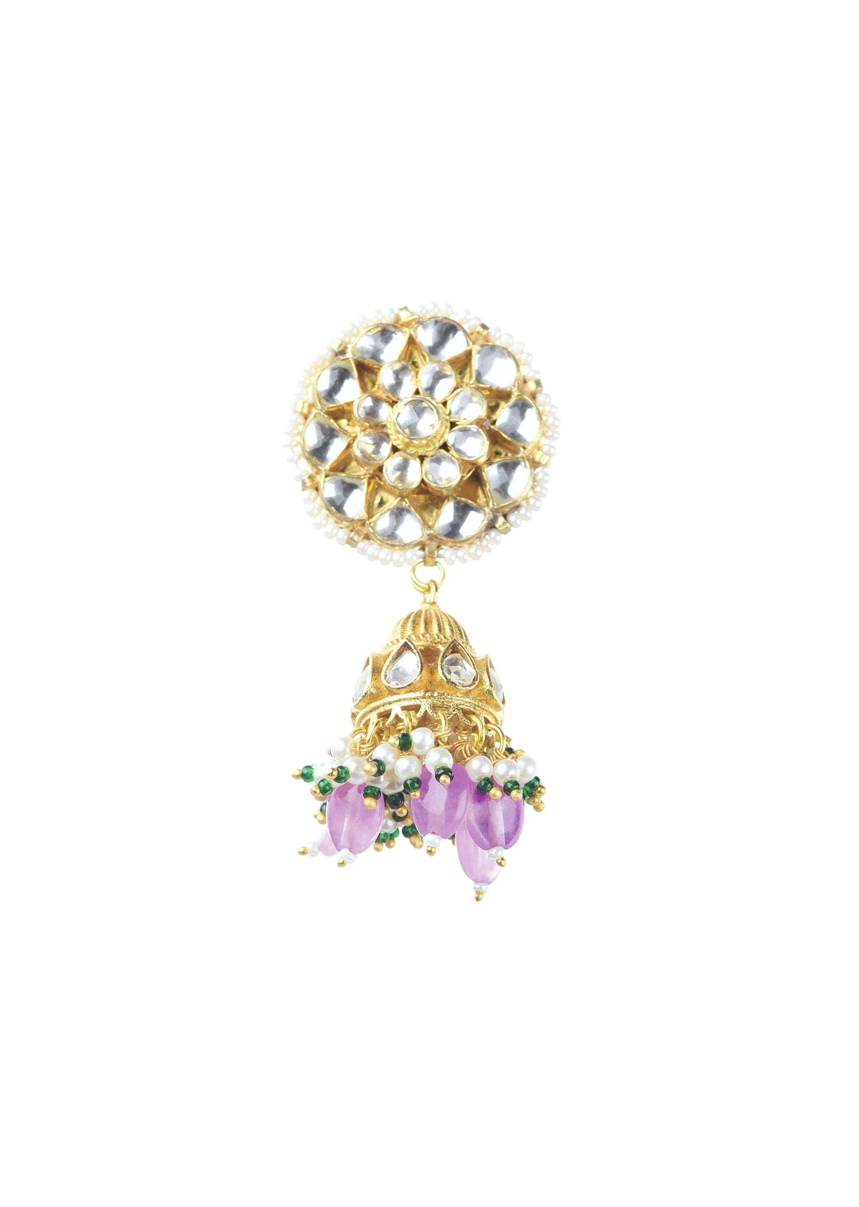 Gold Finish Choker With Pearls And Green Beads - Image 14