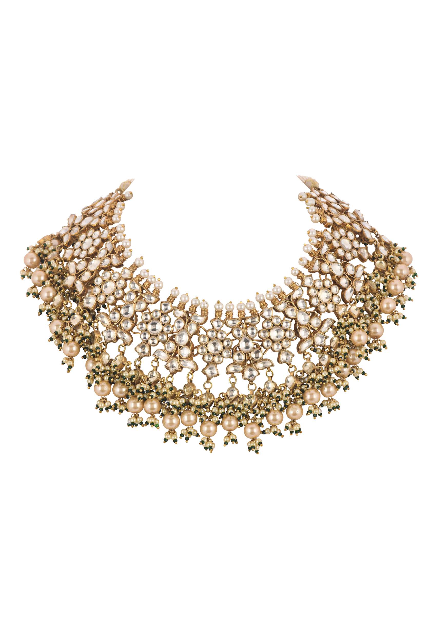 Gold Finish Heavy Bridal Choker And Maang Tikka Set - Image 7
