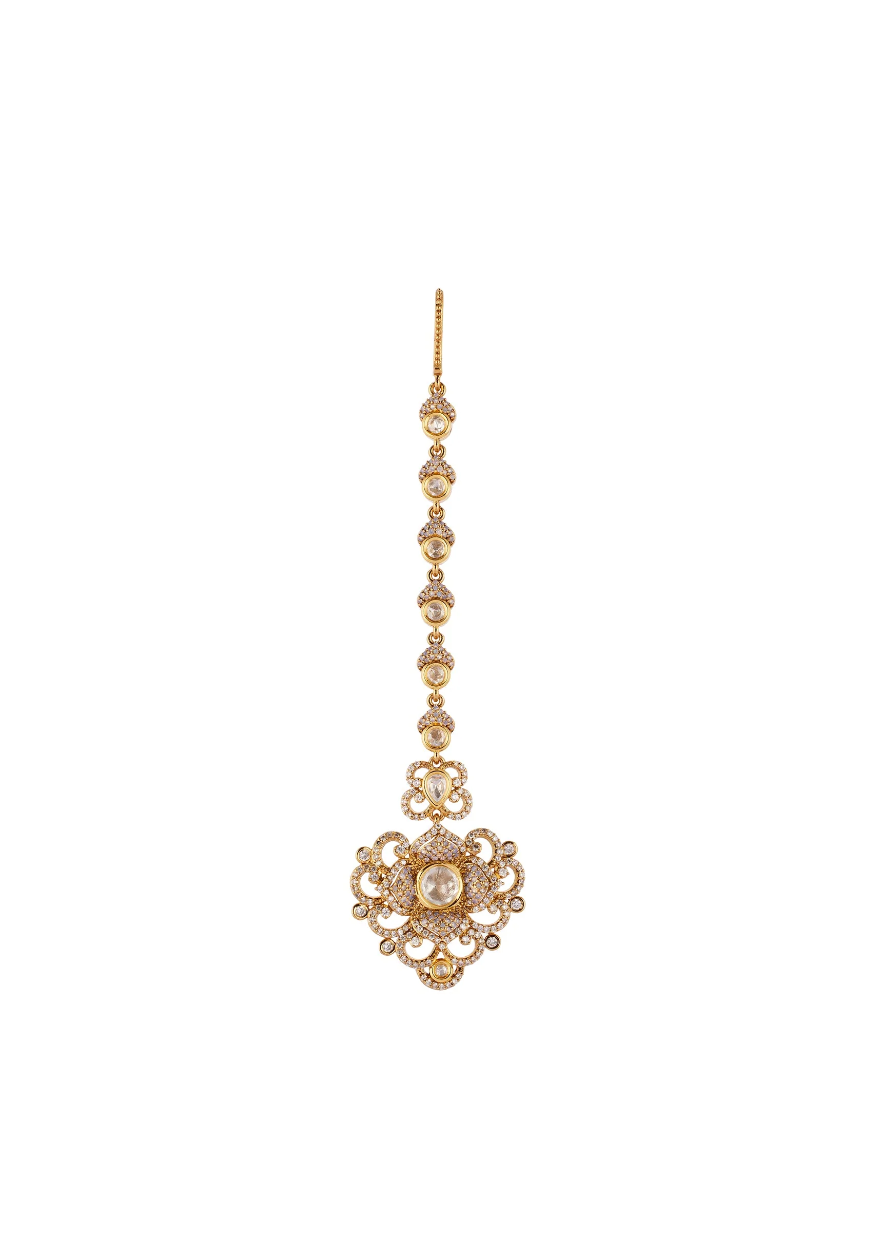 Gold Finish Jewellery Set In Polki And Semi Precious Stones - Image 5