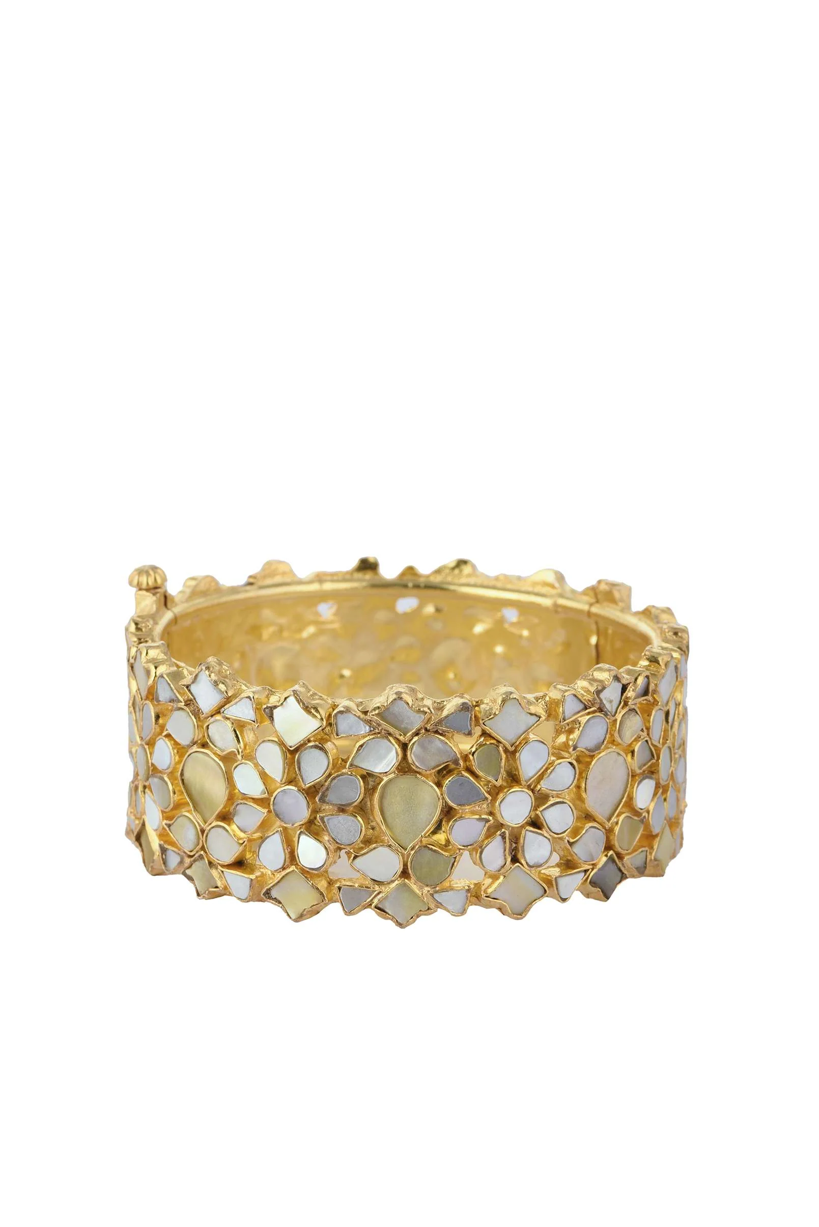 Gold Finish Kundan Bangles In Mix Metal - Image 5