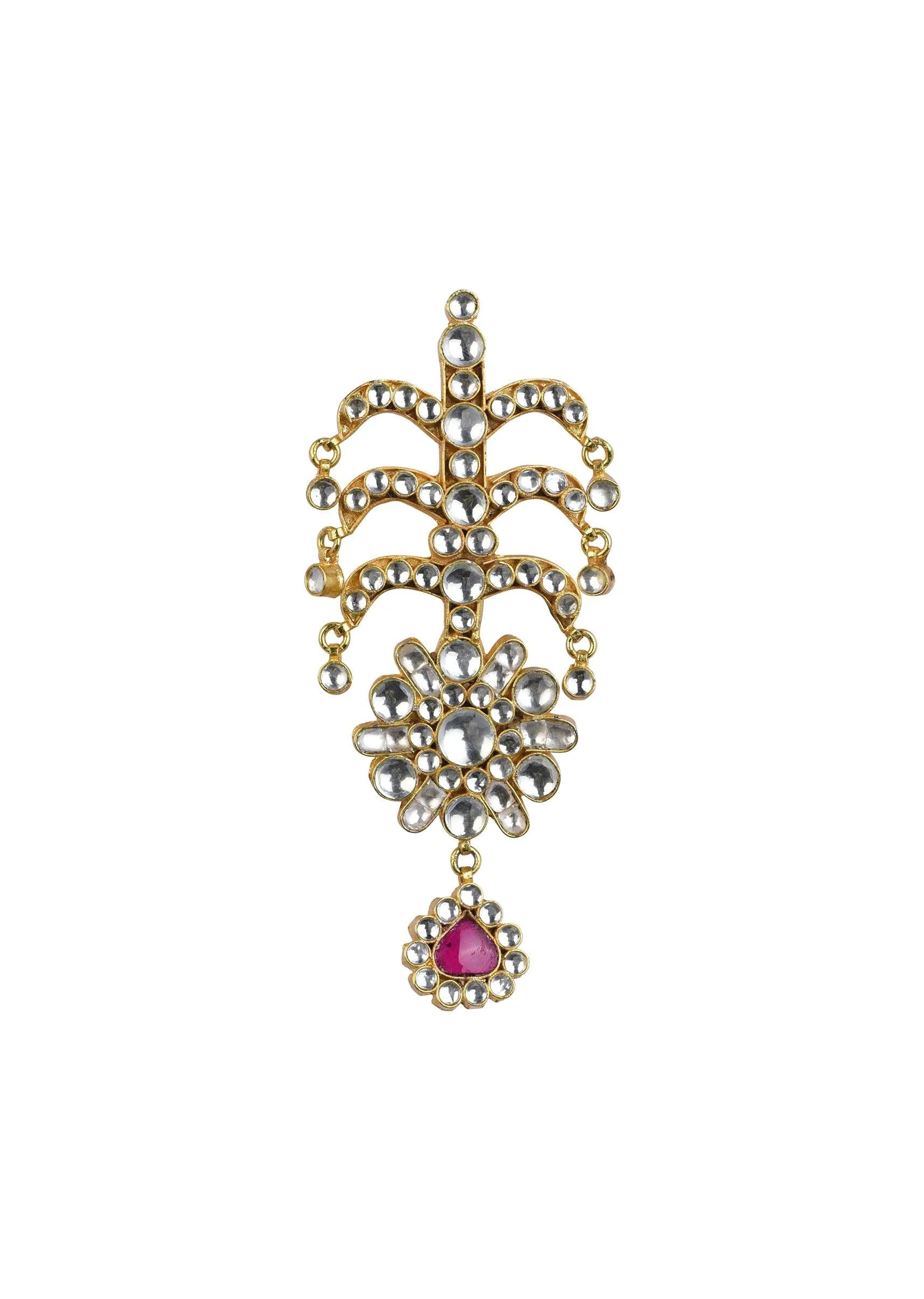 Gold Finish Kundan Hairpin Adorned With Synthetic Stones - Image 2