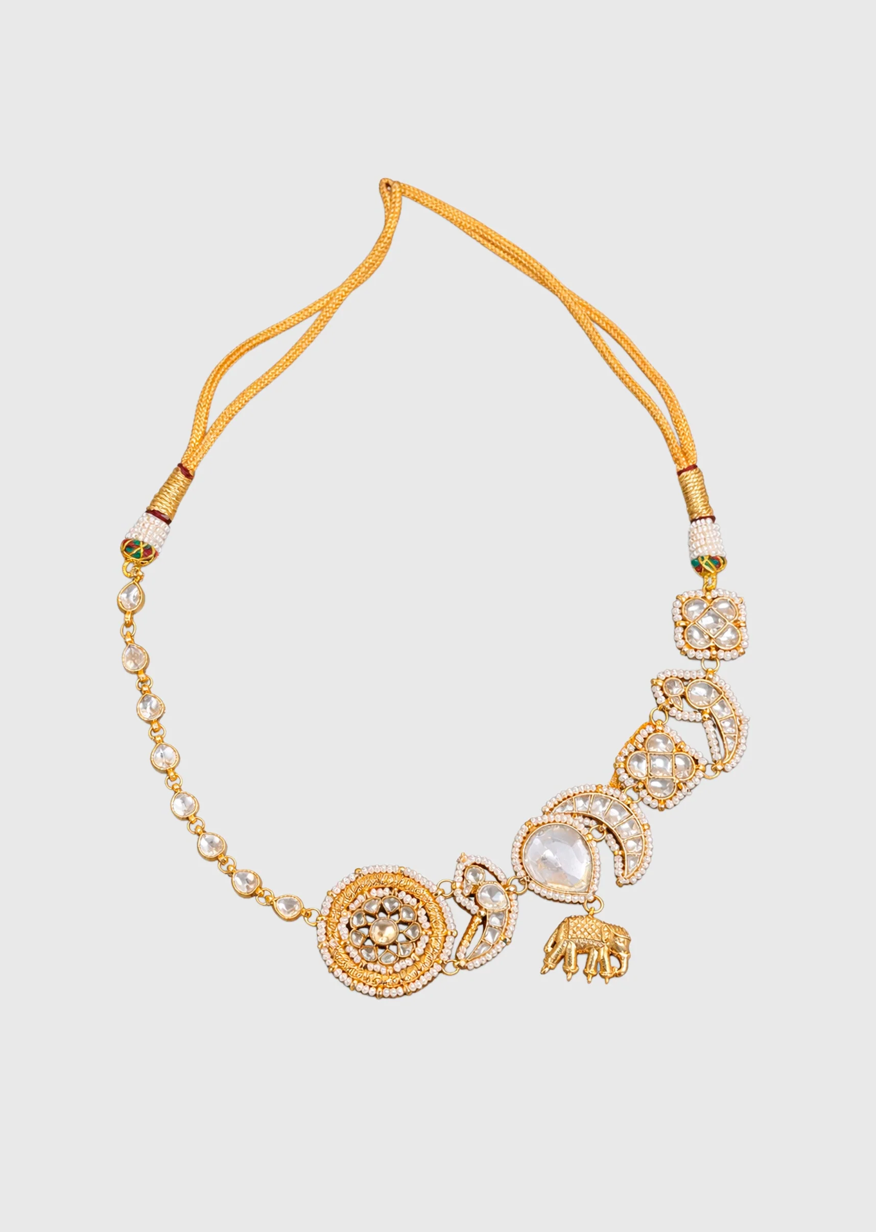 Gold Finish Kundan Necklace Set - Image 2