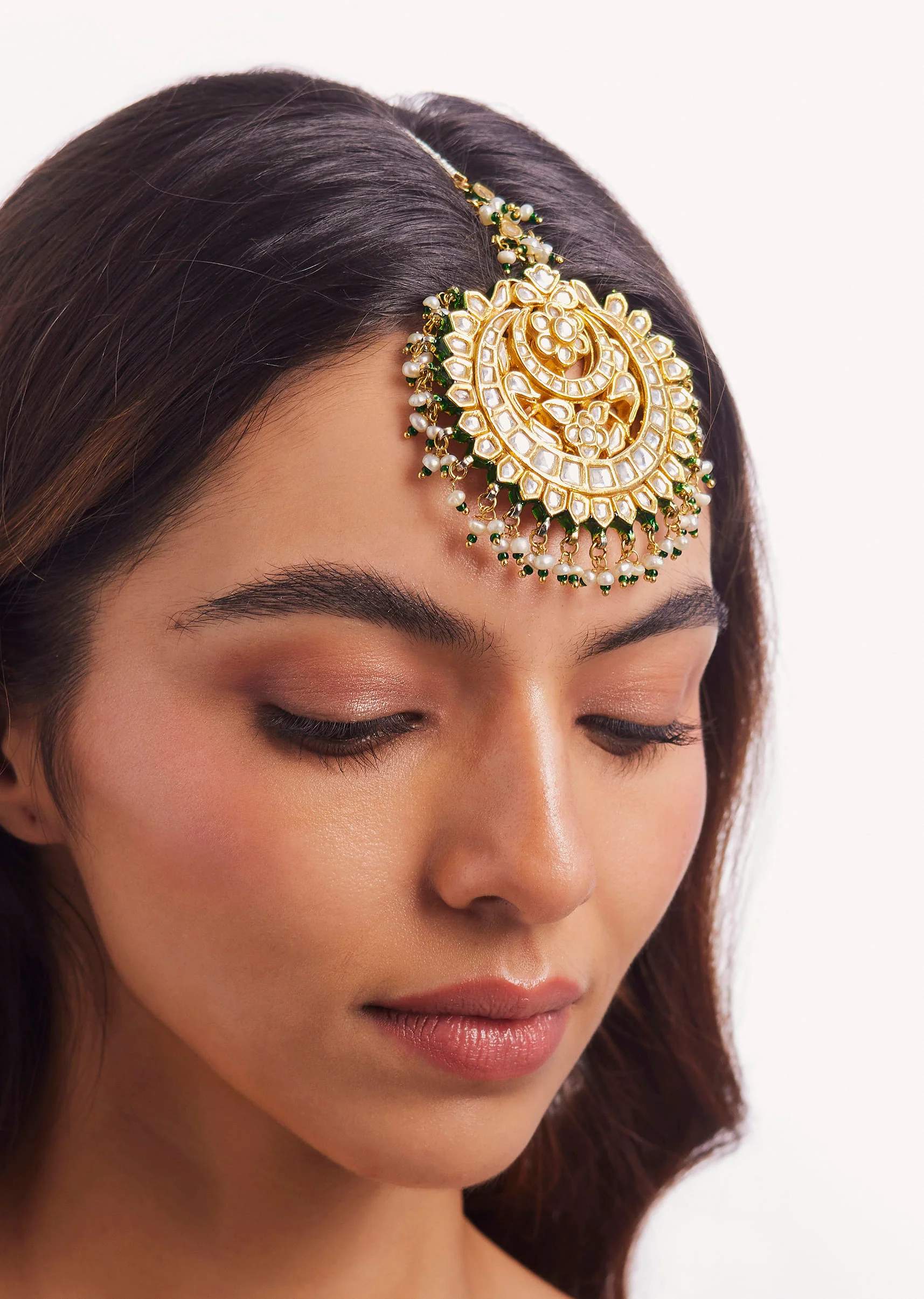 Gold Finish Kundan Polki Maang Tikka