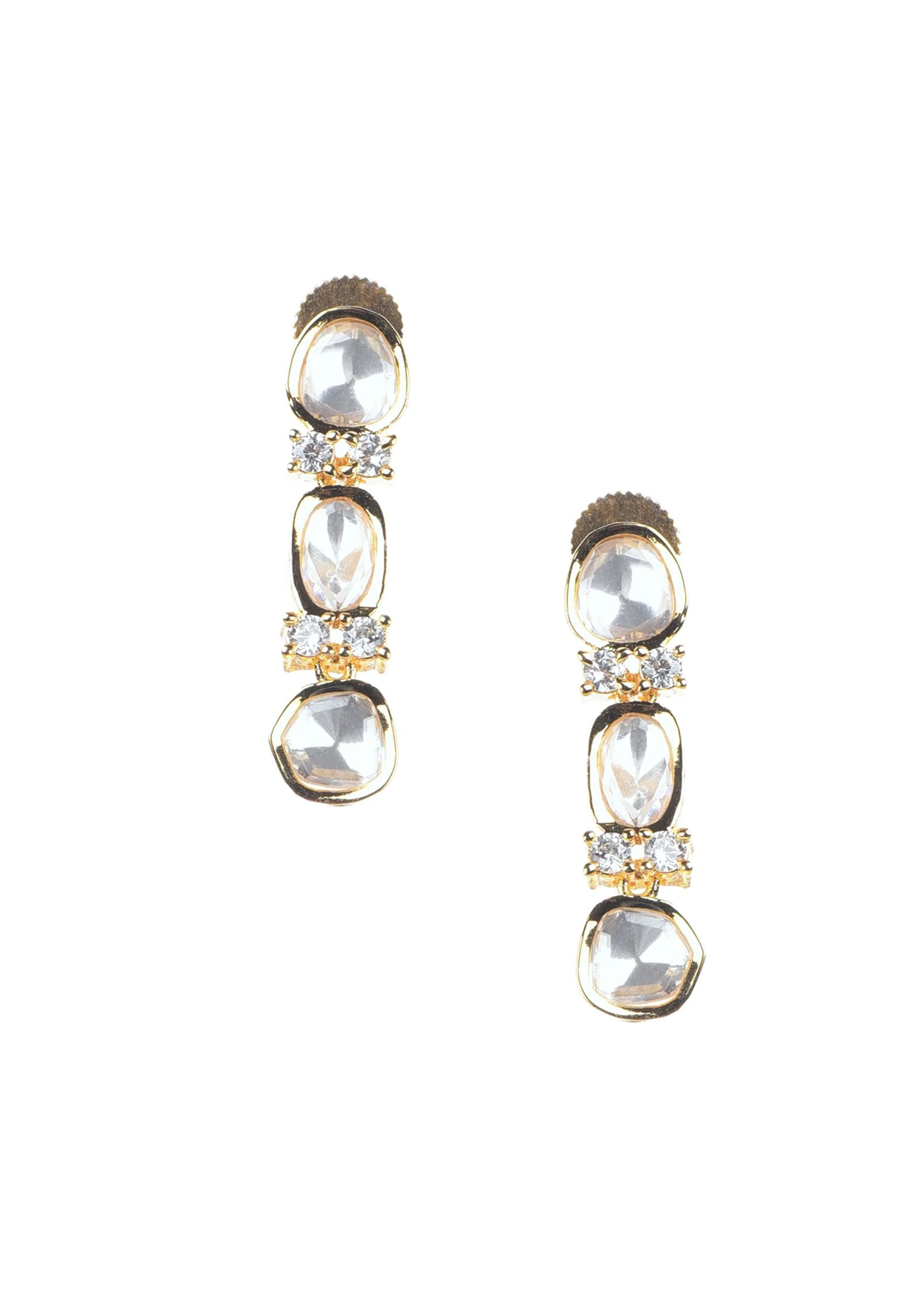 Gold Finish Moissanite Kundan Necklace In Mix Metal - Image 8