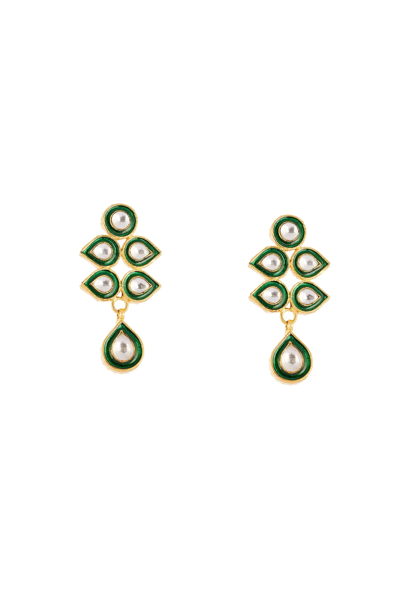 Gold Finish Necklace Set in Kundan Polki and Meenakari Detailing - Image 4