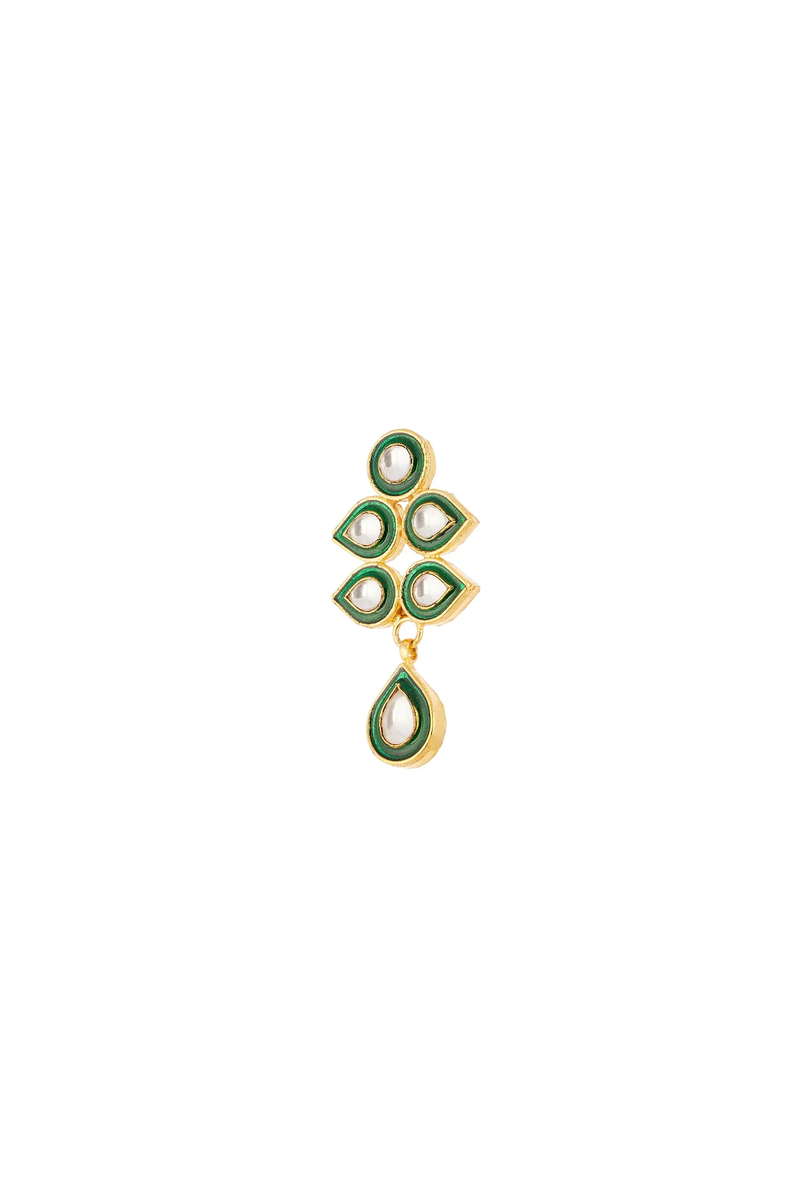 Gold Finish Necklace Set in Kundan Polki and Meenakari Detailing - Image 6