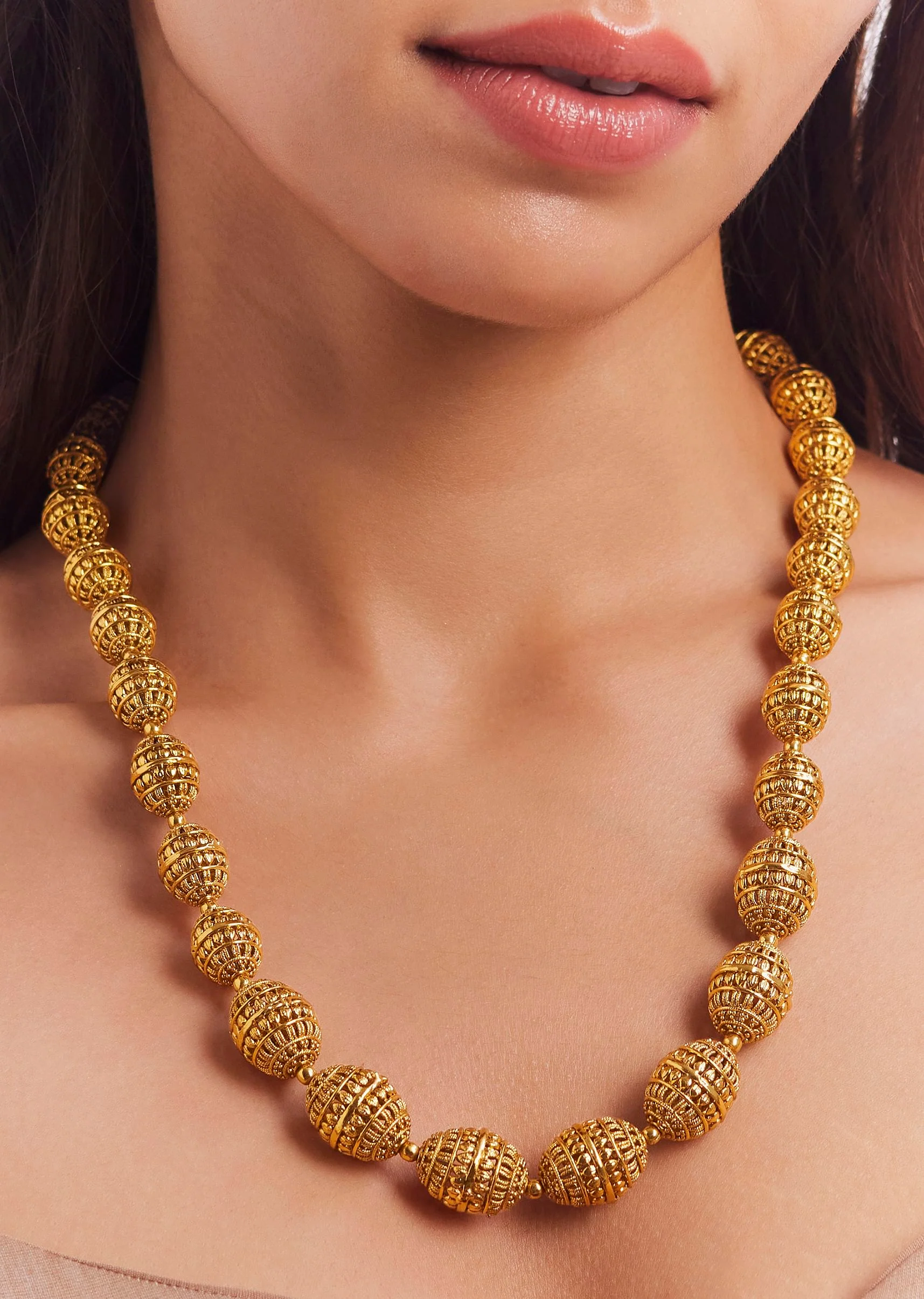 Gold Finish Necklace Set In Mix Metal - Image 2