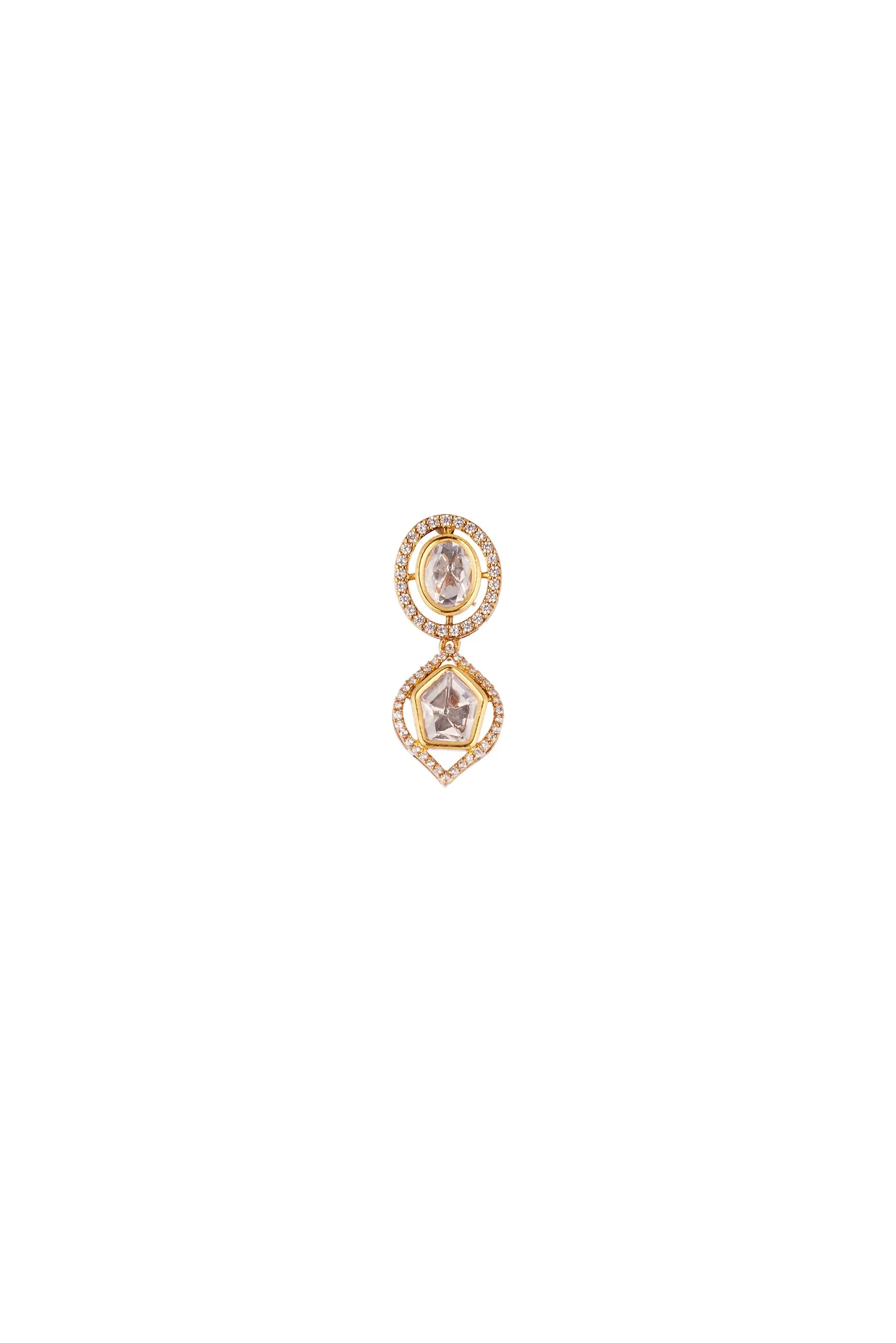 Gold Finish Necklace Set with Polki Detailing - Image 4