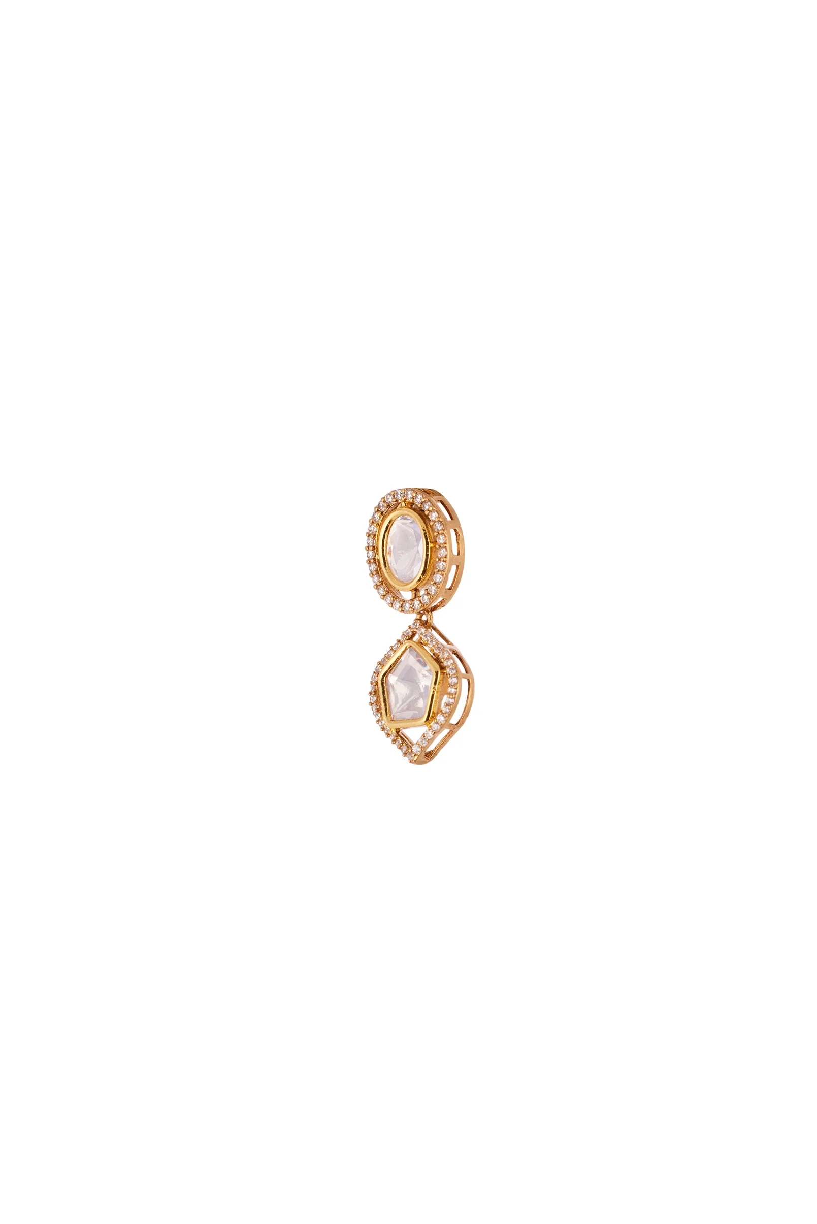 Gold Finish Necklace Set with Polki Detailing - Image 5