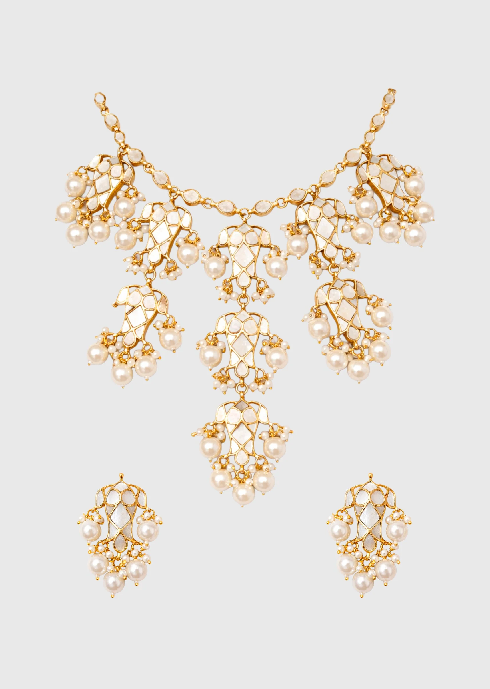 Gold Finish Pearl Necklace Set