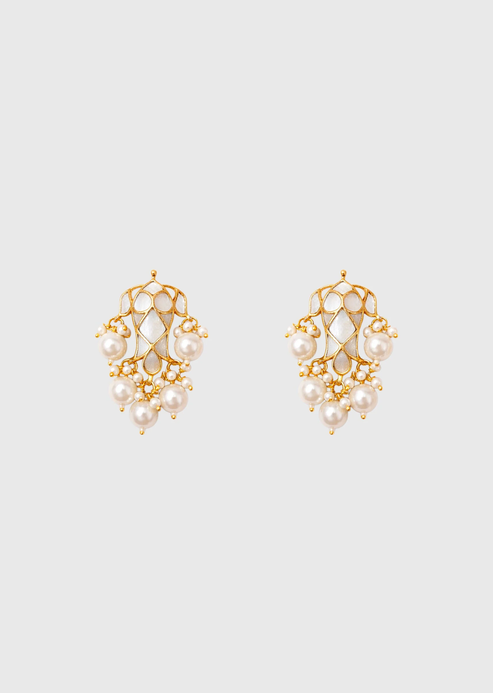 Gold Finish Pearl Necklace Set - Image 3
