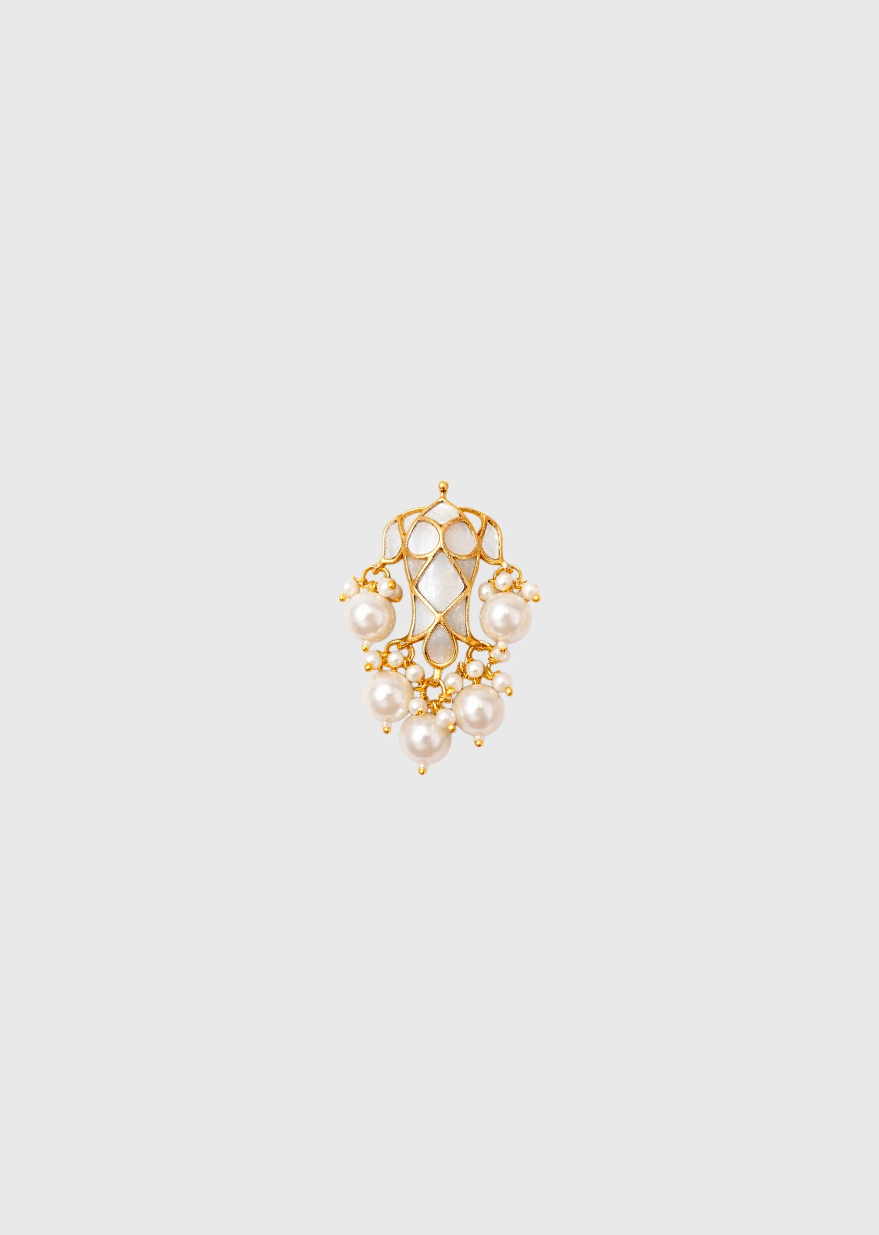 Gold Finish Pearl Necklace Set - Image 4