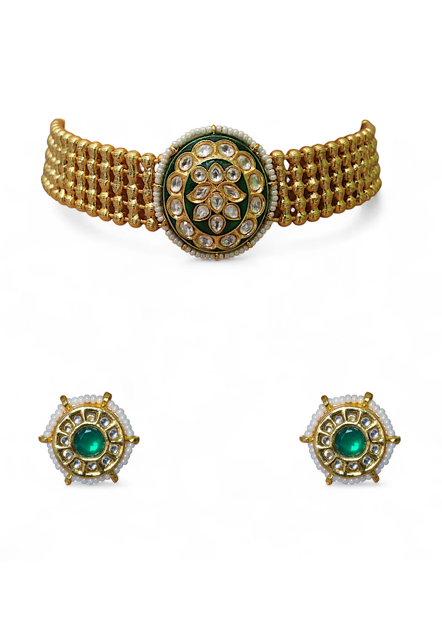Gold Fusion Enamelled Pendant Necklace Set - Image 2