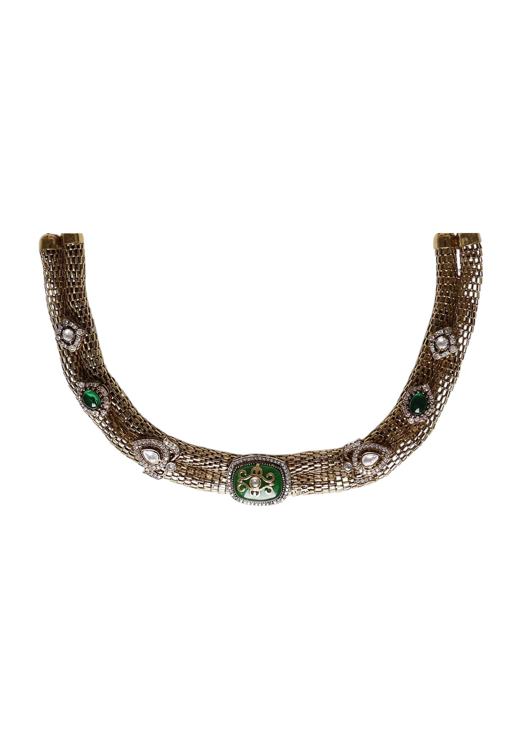 Gold Fusion Geometric Pendant Statement Necklace - Image 2