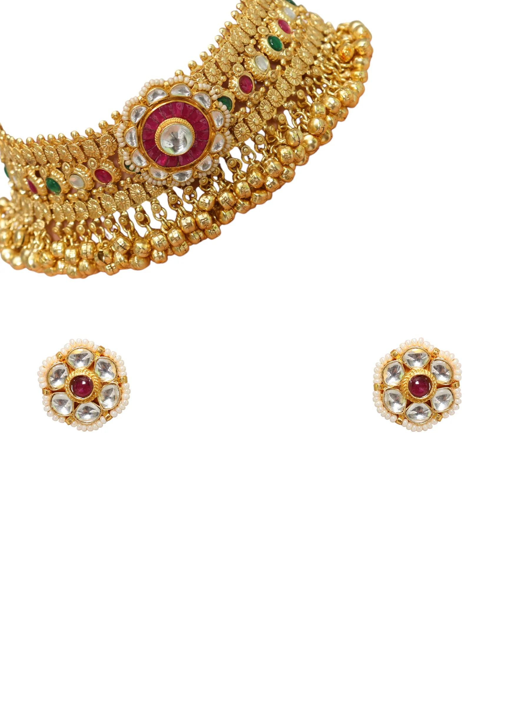 Gold Fusion Pendant Necklace and Earring Set - Image 3