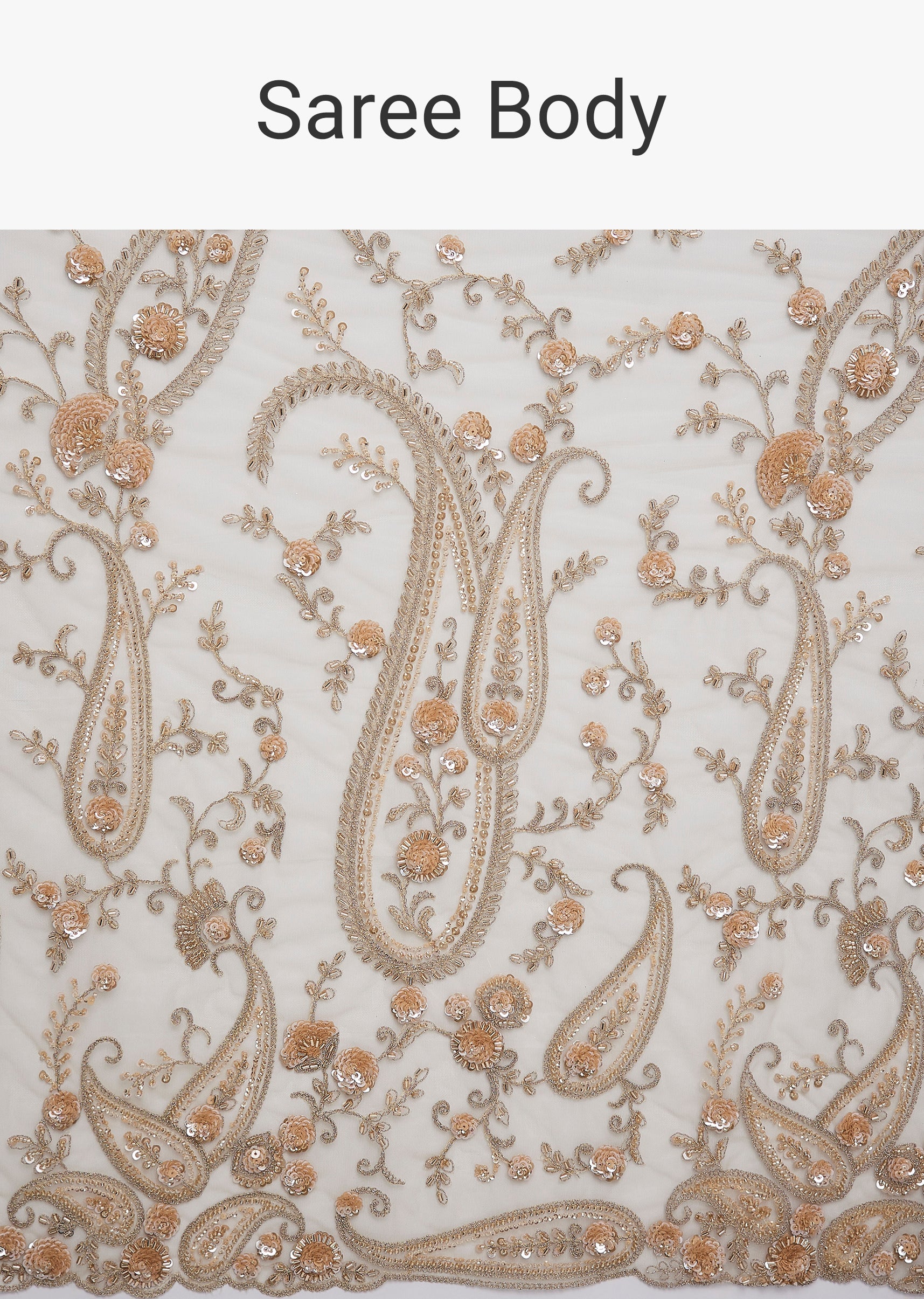 Gold Glowing Embroidered Saree - Image 9